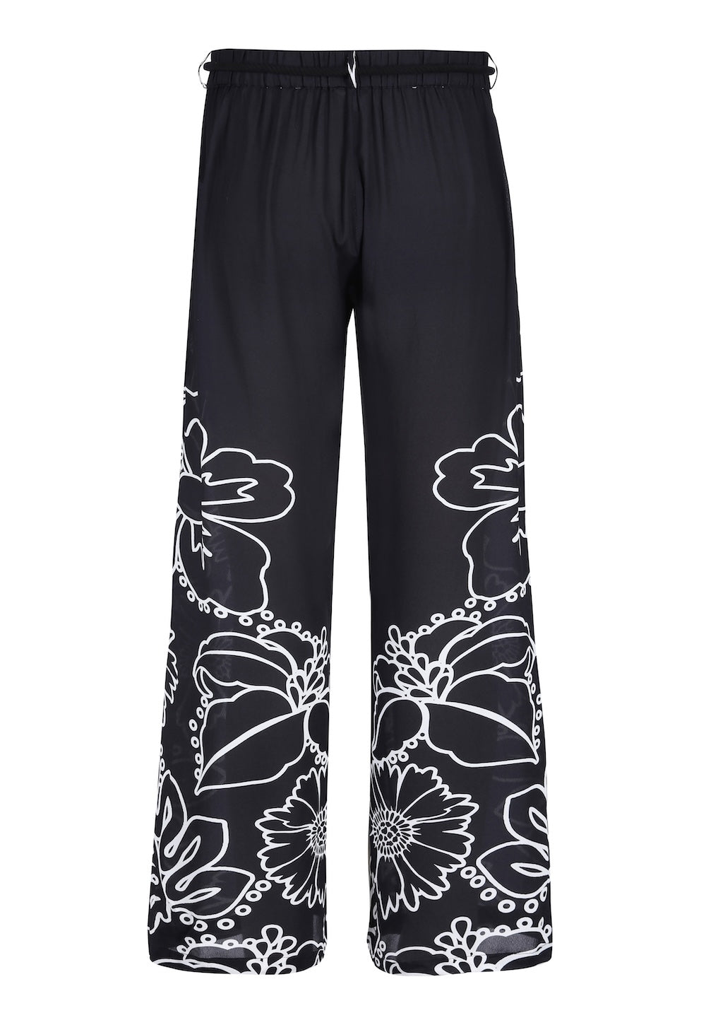 Front view of the black and white Avanti Lucy Pants (TheSwankStore) with Viscose Crepe fabric
