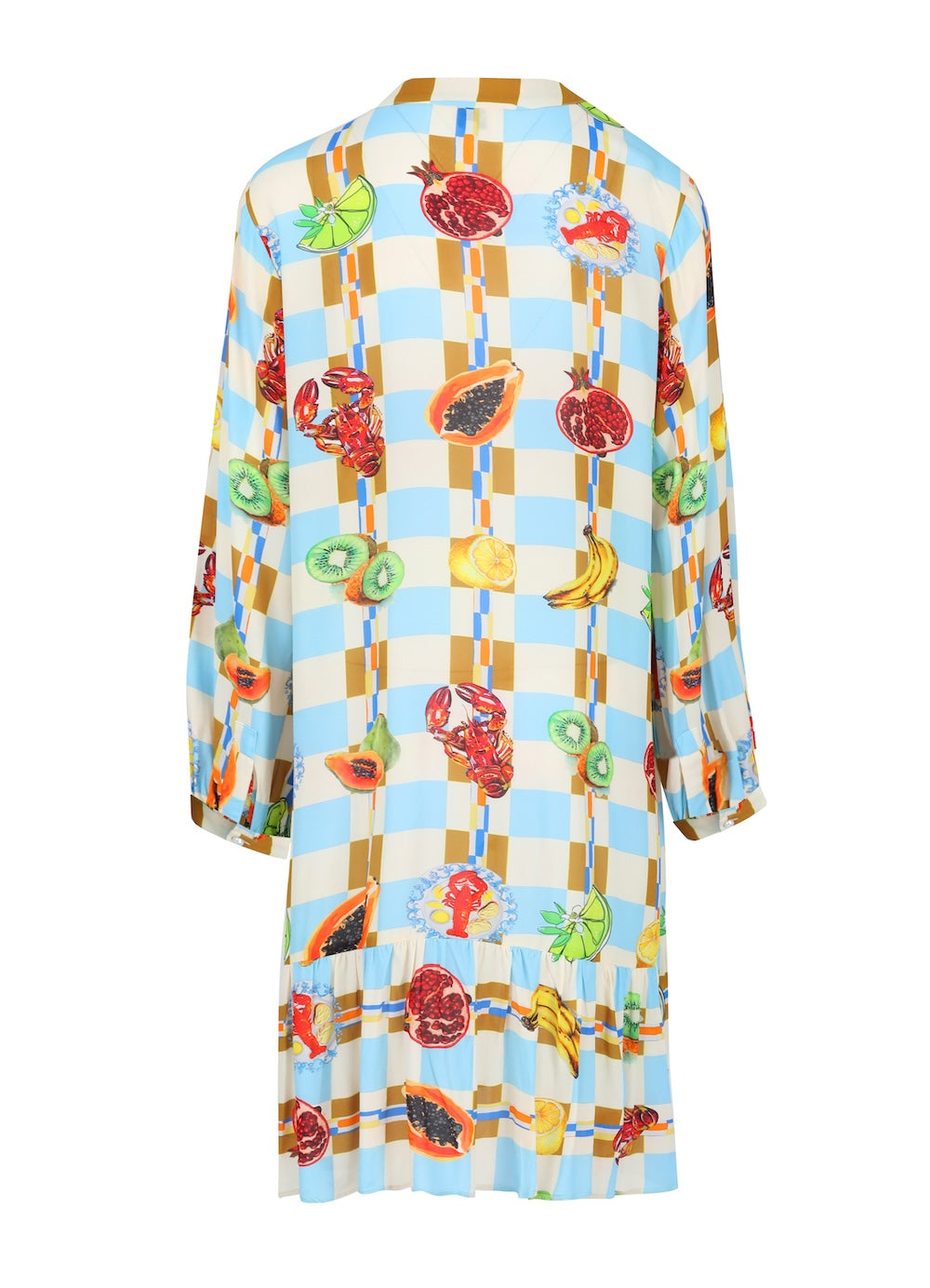 Back view of the Green, Yellow and Orange Lucciano Ava Dress (TheSwankStore) Soft Viscose fabric