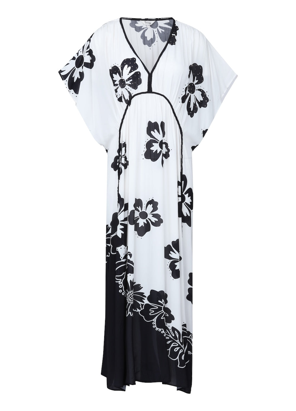 Black and white Avanti Long Kaftan (TheSwankStore) pure Viscose fabric