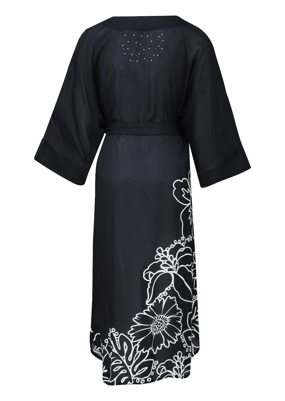 Black and white Avanti Midi Dress with Short Sleeve (TheSwankStore) Viscose Crepe fabric