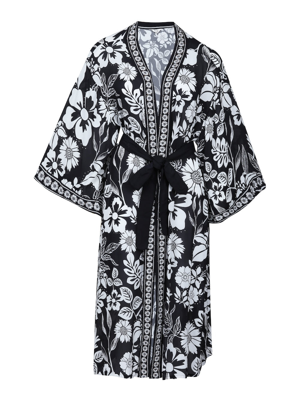 Black and white Avanti Kimono Shrug Long (TheSwankStore) Soft Viscose fabric