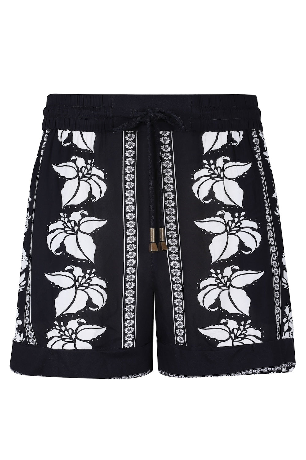 Black and white Avanti Martha Shorts (TheSwankStore) Viscose Crepe fabric