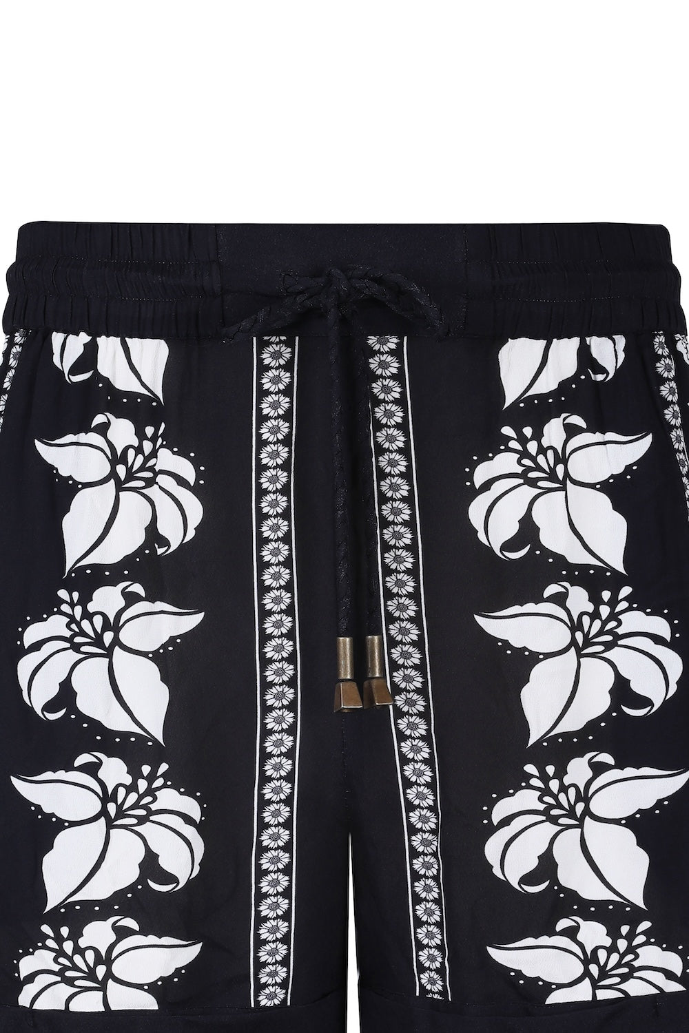 Black and white Avanti Martha Shorts (TheSwankStore) Viscose Crepe fabric