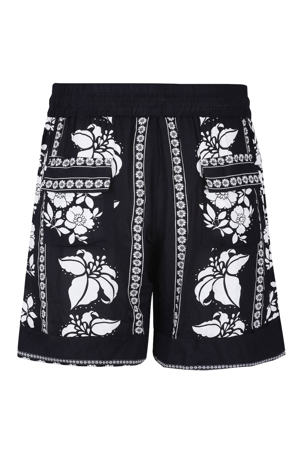 Black and white Avanti Martha Shorts (TheSwankStore) Viscose Crepe fabric