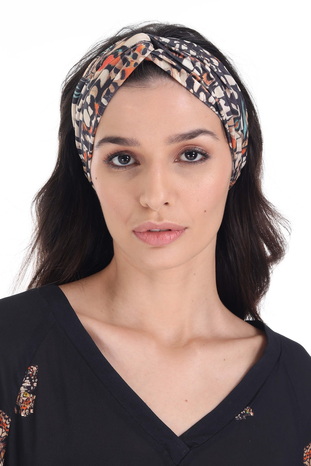 Orange, White & Black Corasone Headband (TheSwankStore) Soft Viscose fabric
