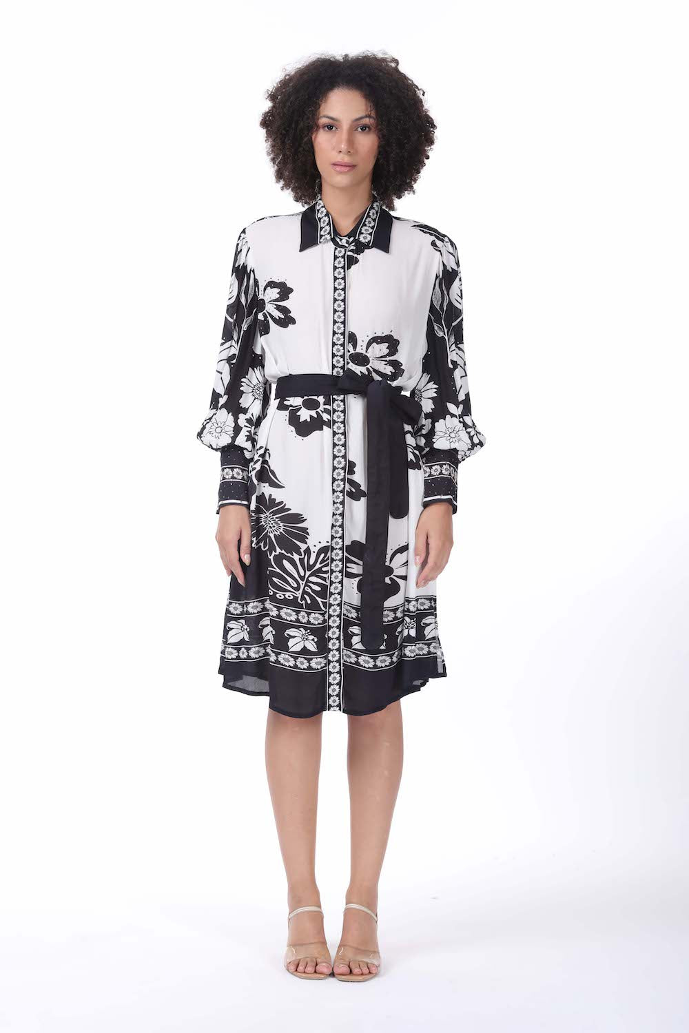 Black and white Avanti Shirt Dress (TheSwankStore) Viscose Crepe fabric