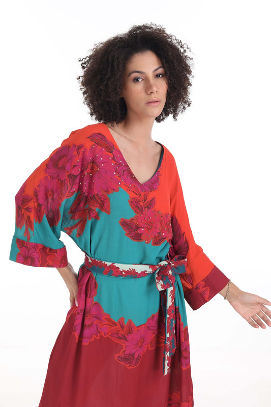 FIORENZE - MIDI DRESS WITH SHORT SLEEVE