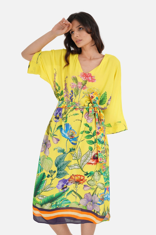 CALICO - MIDI DRESS WITH SHORT SLEEVE