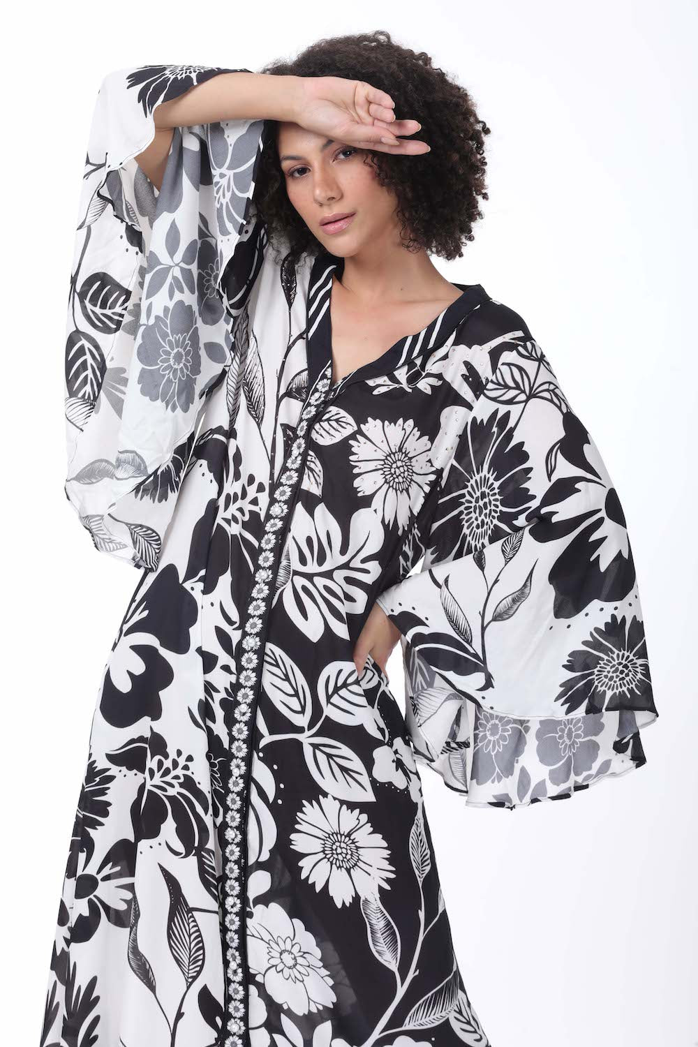 Black and white Avanti Maxi Sun Dress (TheSwankStore) Viscose Crepe fabric