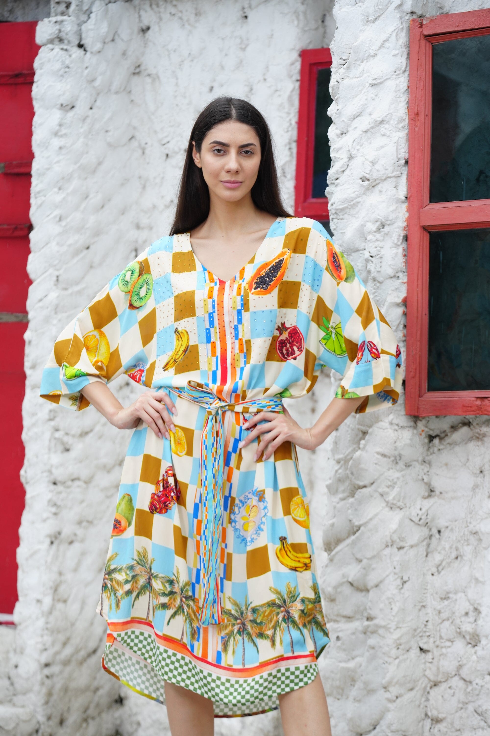 LUCCIANO - MIDI DRESS WITH SHORT SLEEVE MIDI DRESS TheSwankStore 