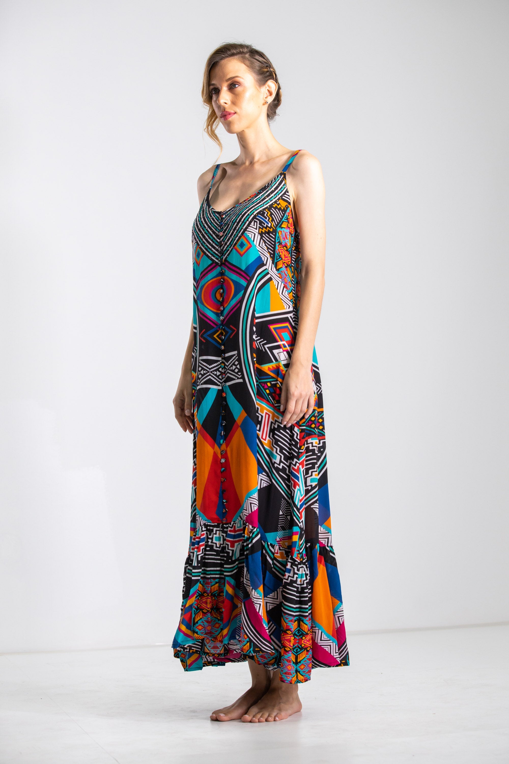 HIMBA AFRICANA - FRILL STRAP MAXI DRESS
