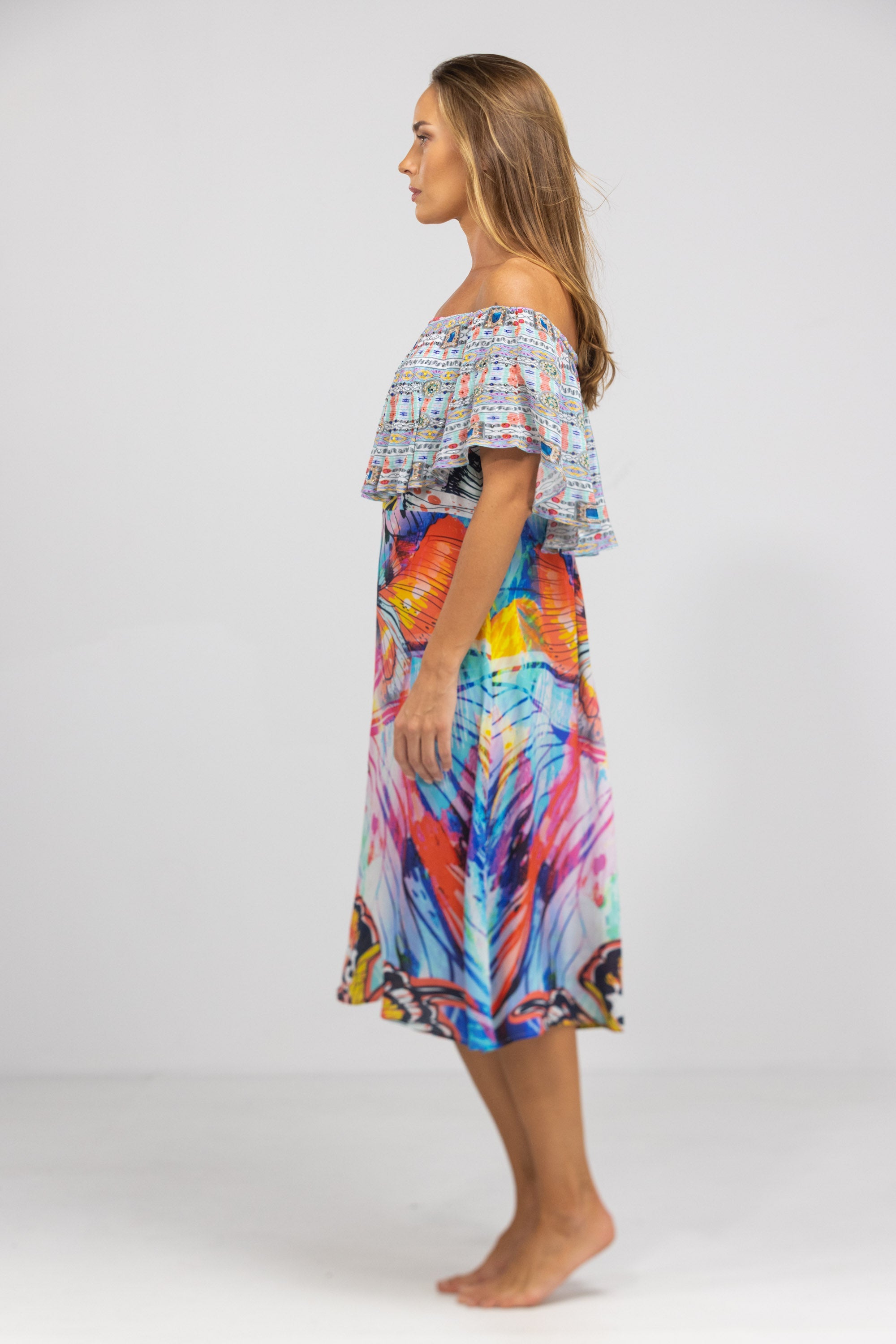 CANBERRA - FRILL NECK DRESS SHORT