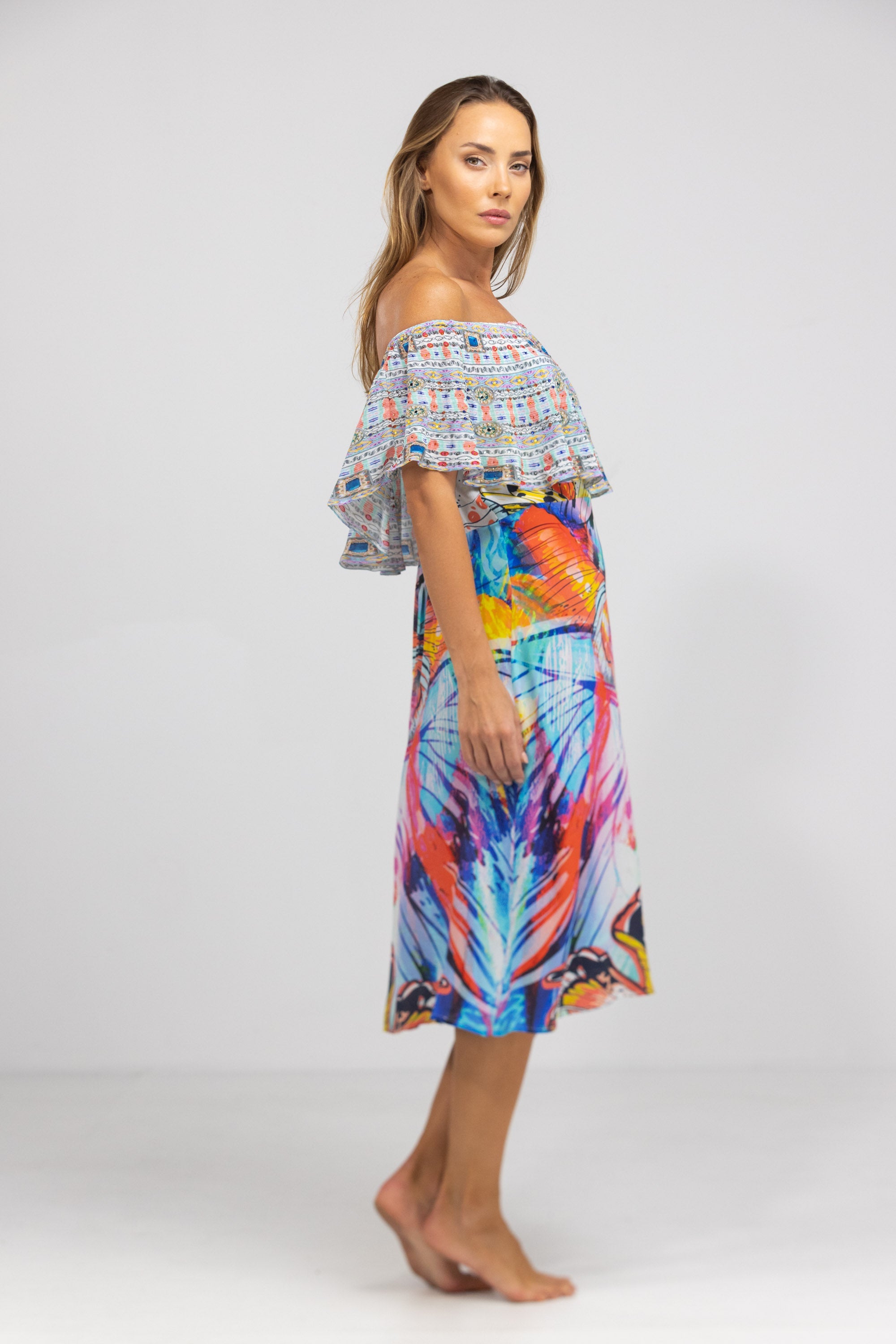 CANBERRA - FRILL NECK DRESS SHORT