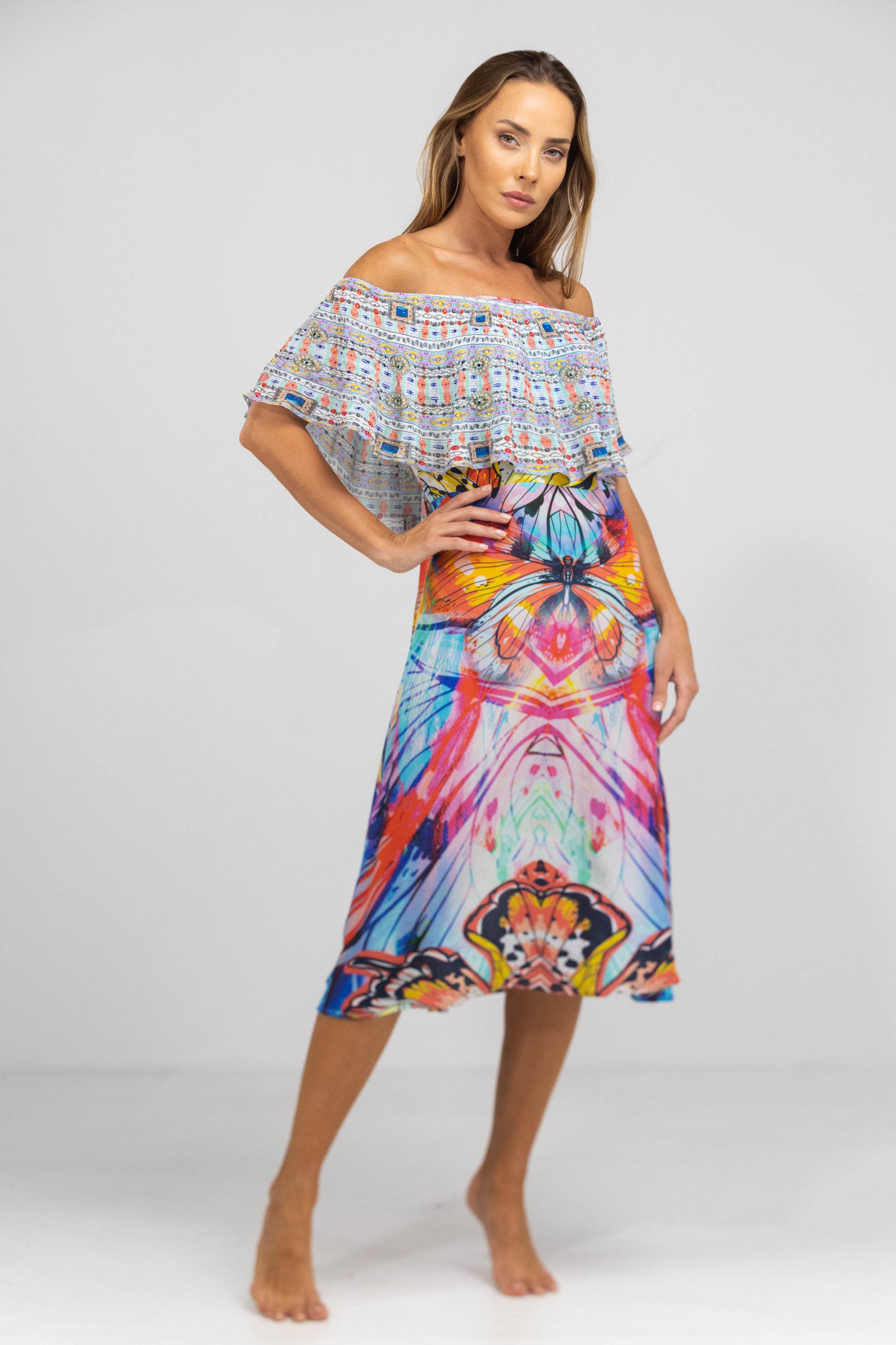 CANBERRA - FRILL NECK DRESS SHORT