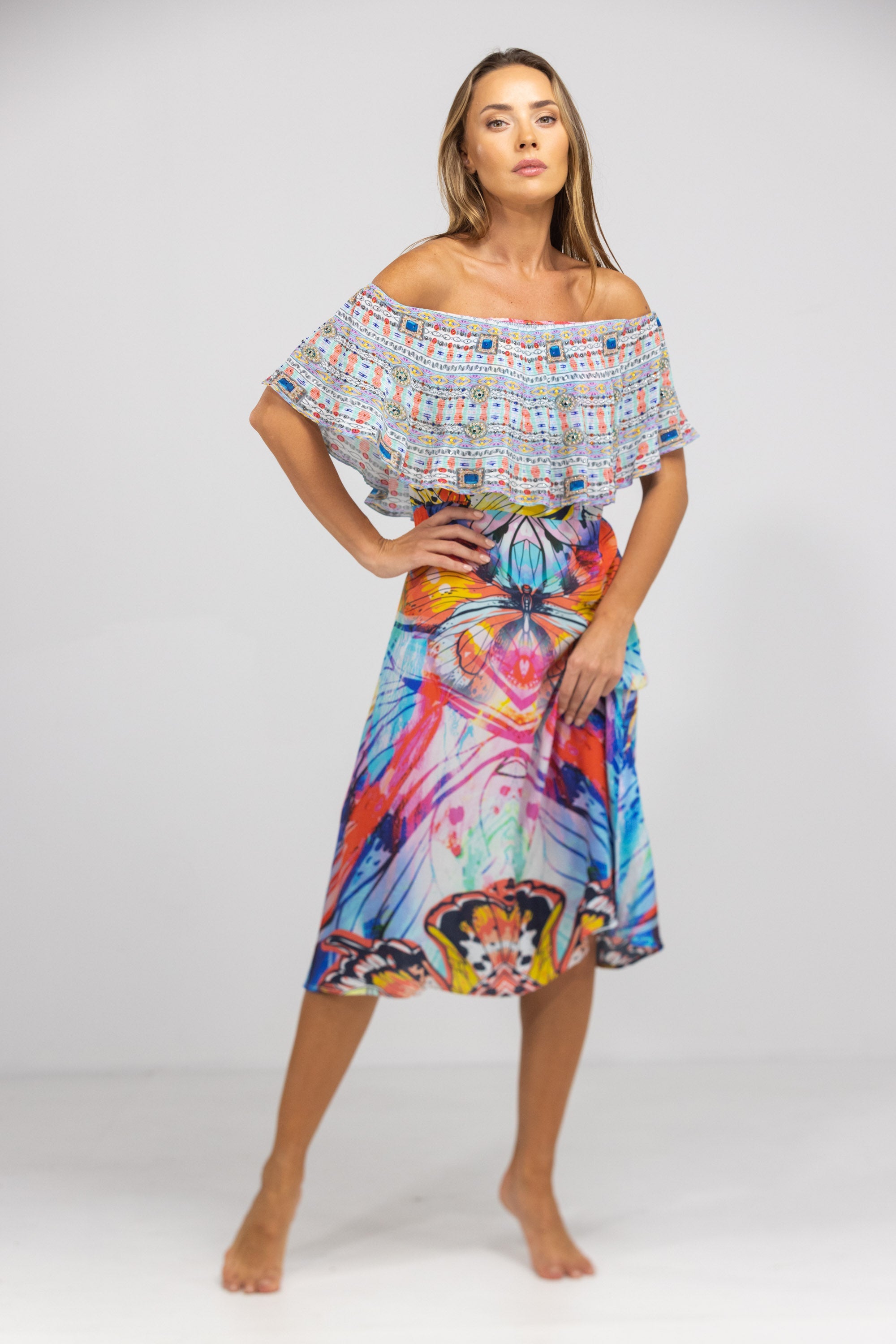 CANBERRA - FRILL NECK DRESS SHORT
