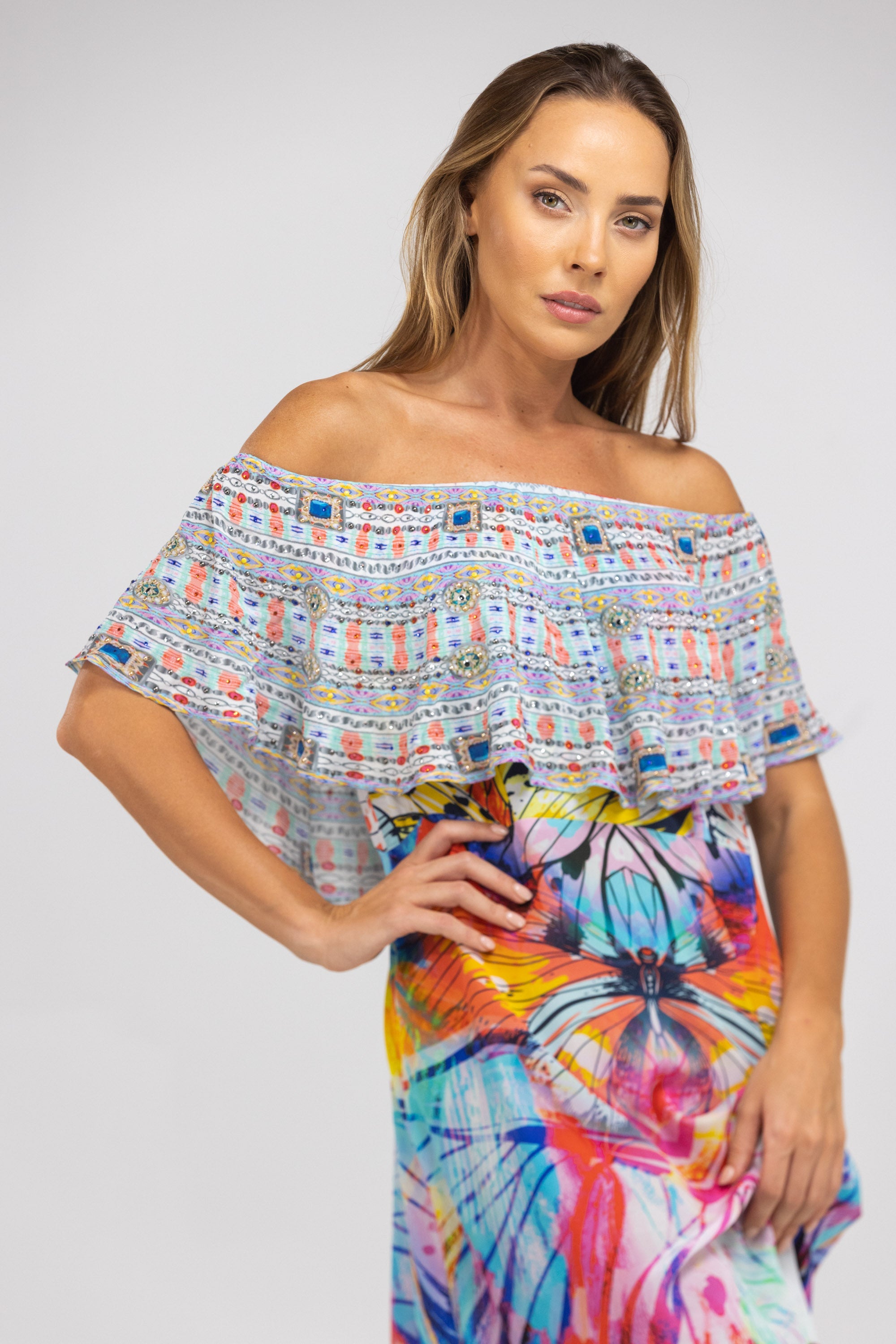 CANBERRA - FRILL NECK DRESS SHORT