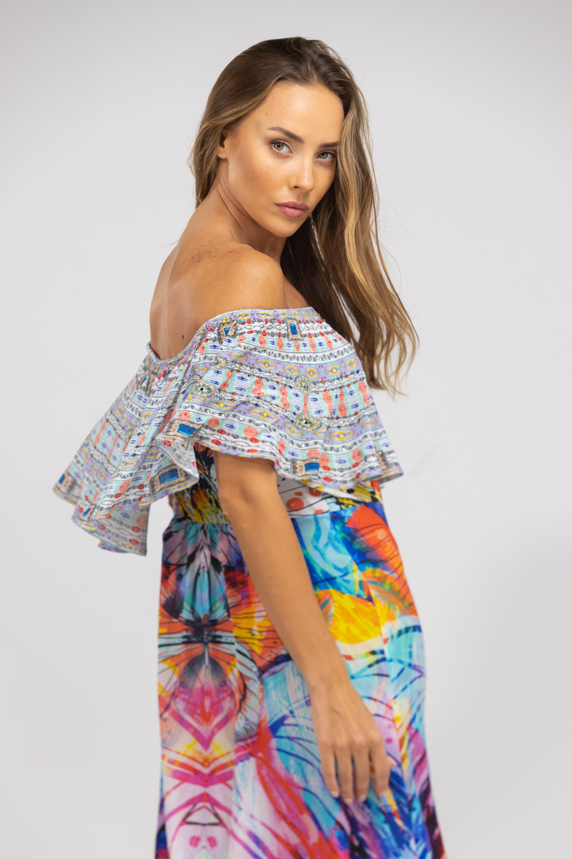 CANBERRA - FRILL NECK DRESS SHORT