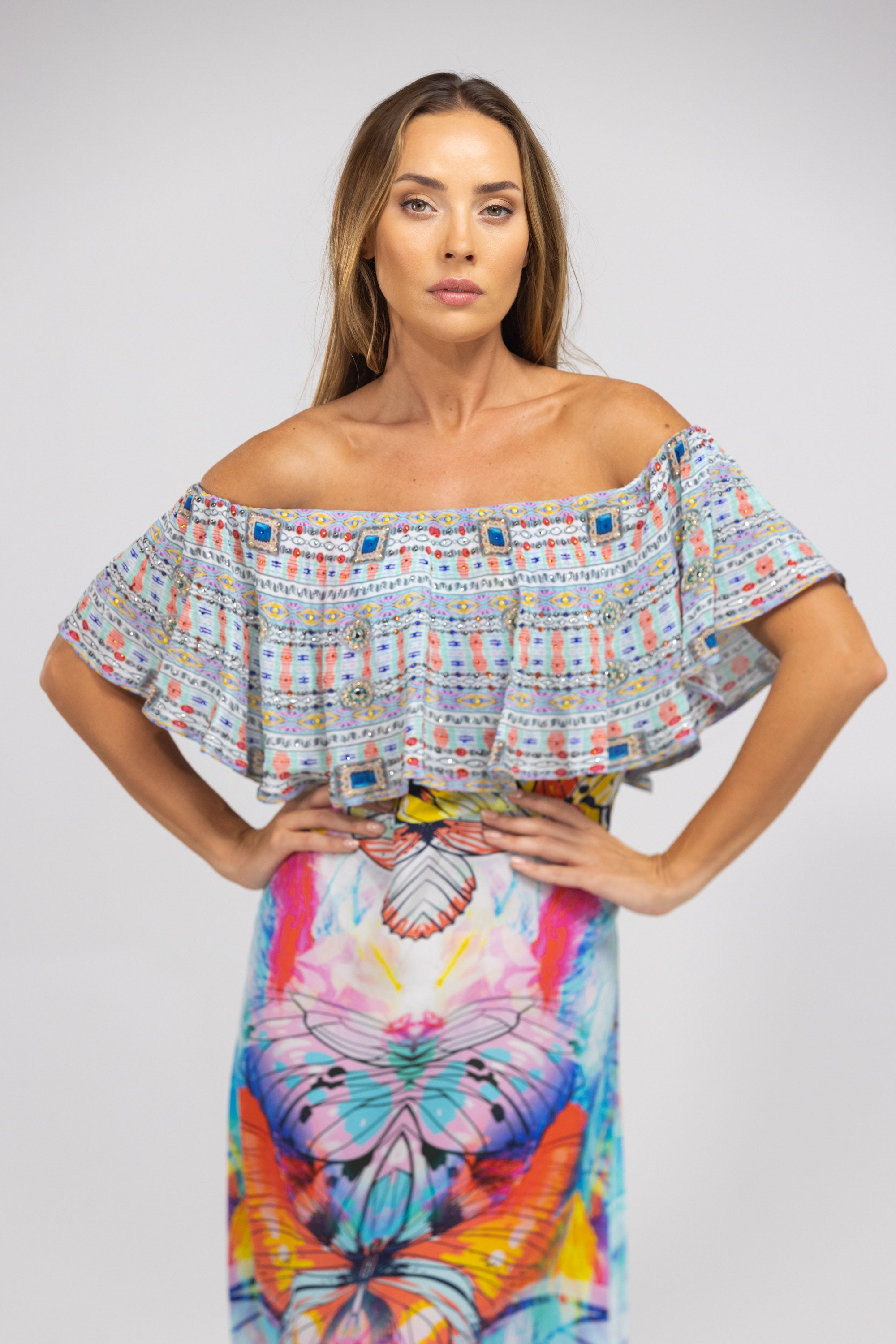 CANBERRA - FRILL NECK DRESS
