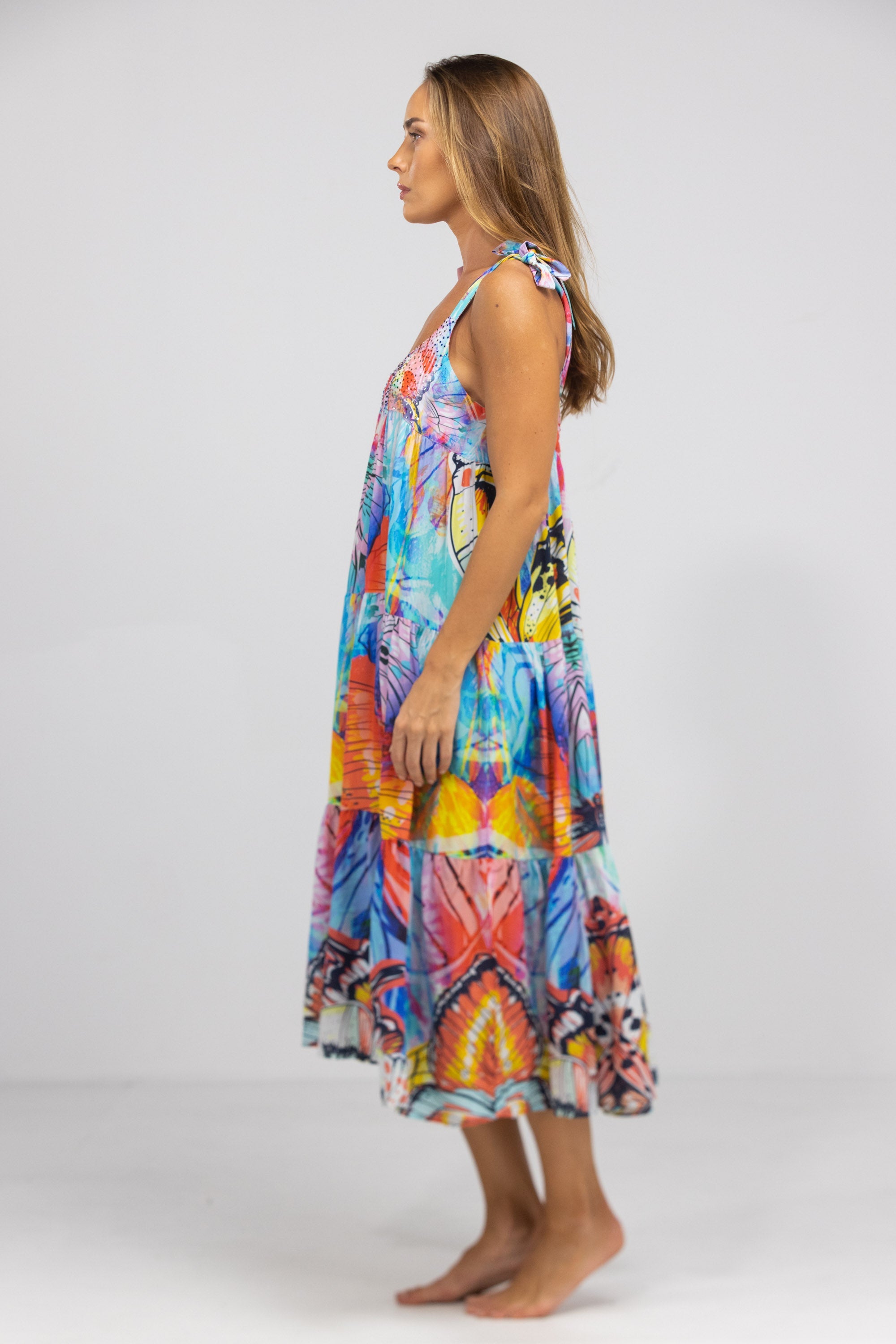 CANBERRA - TIE KNOT SHOULDER MAXI DRESS