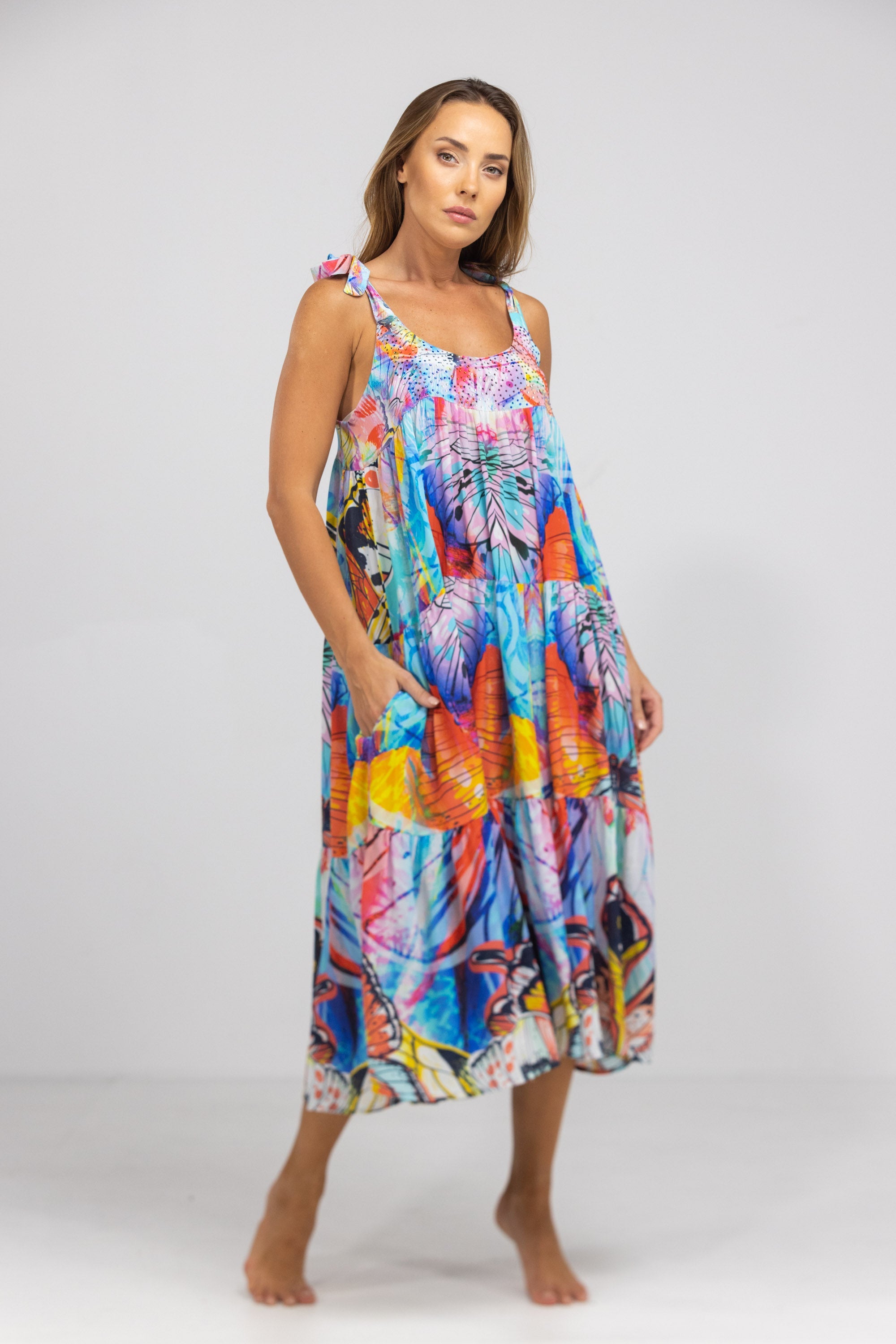 CANBERRA - TIE KNOT SHOULDER MAXI DRESS