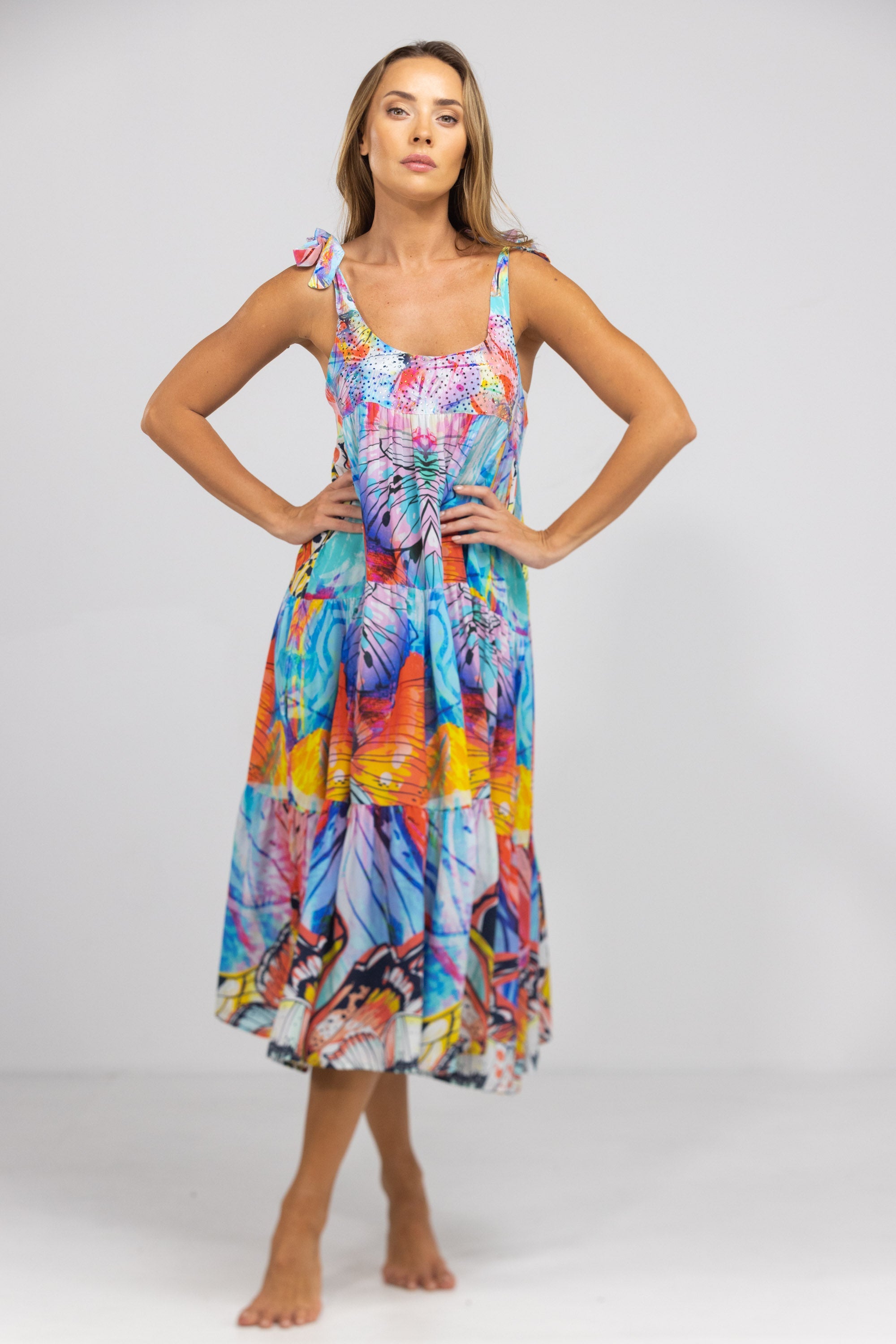 CANBERRA - TIE KNOT SHOULDER MAXI DRESS