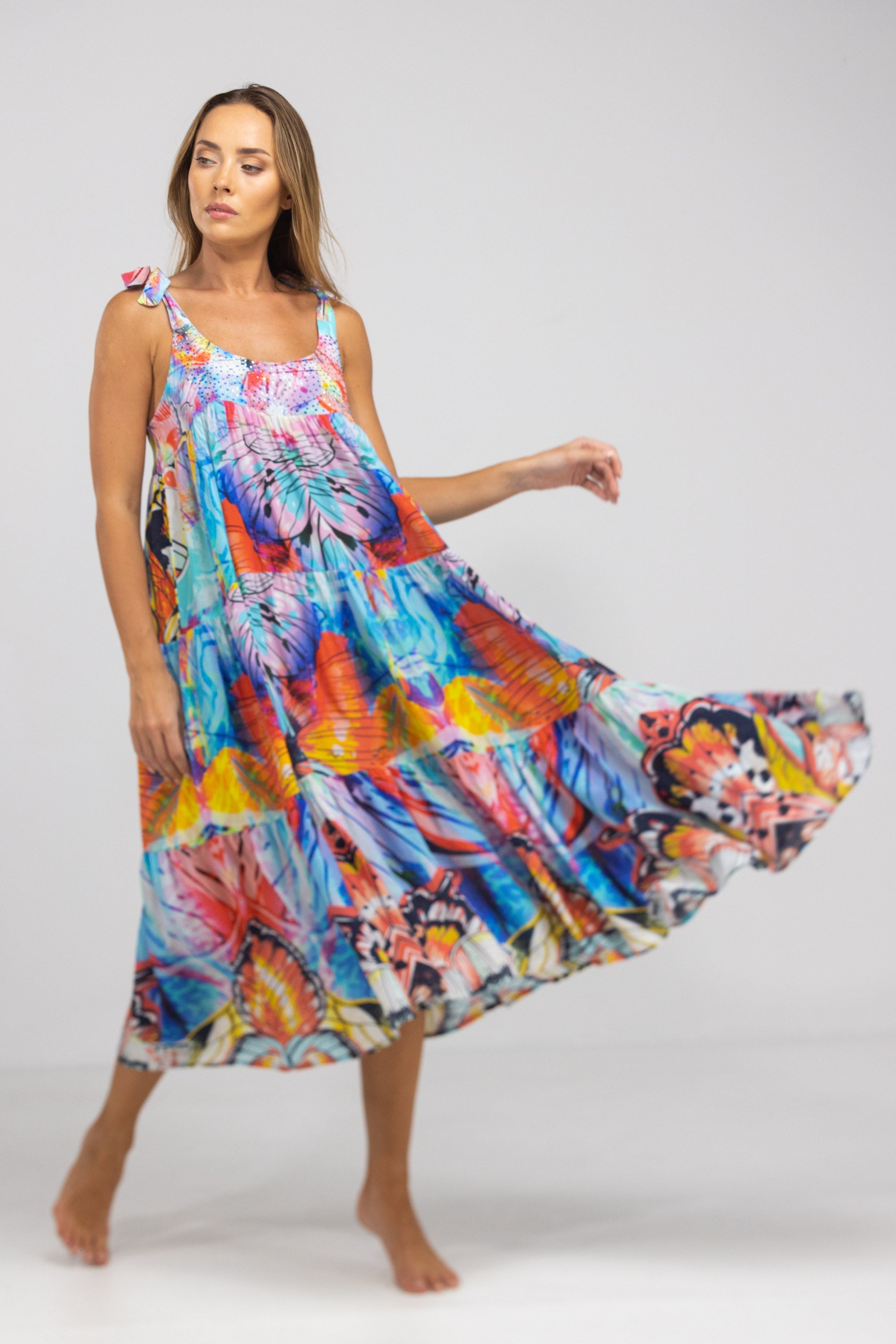 CANBERRA - TIE KNOT SHOULDER MAXI DRESS