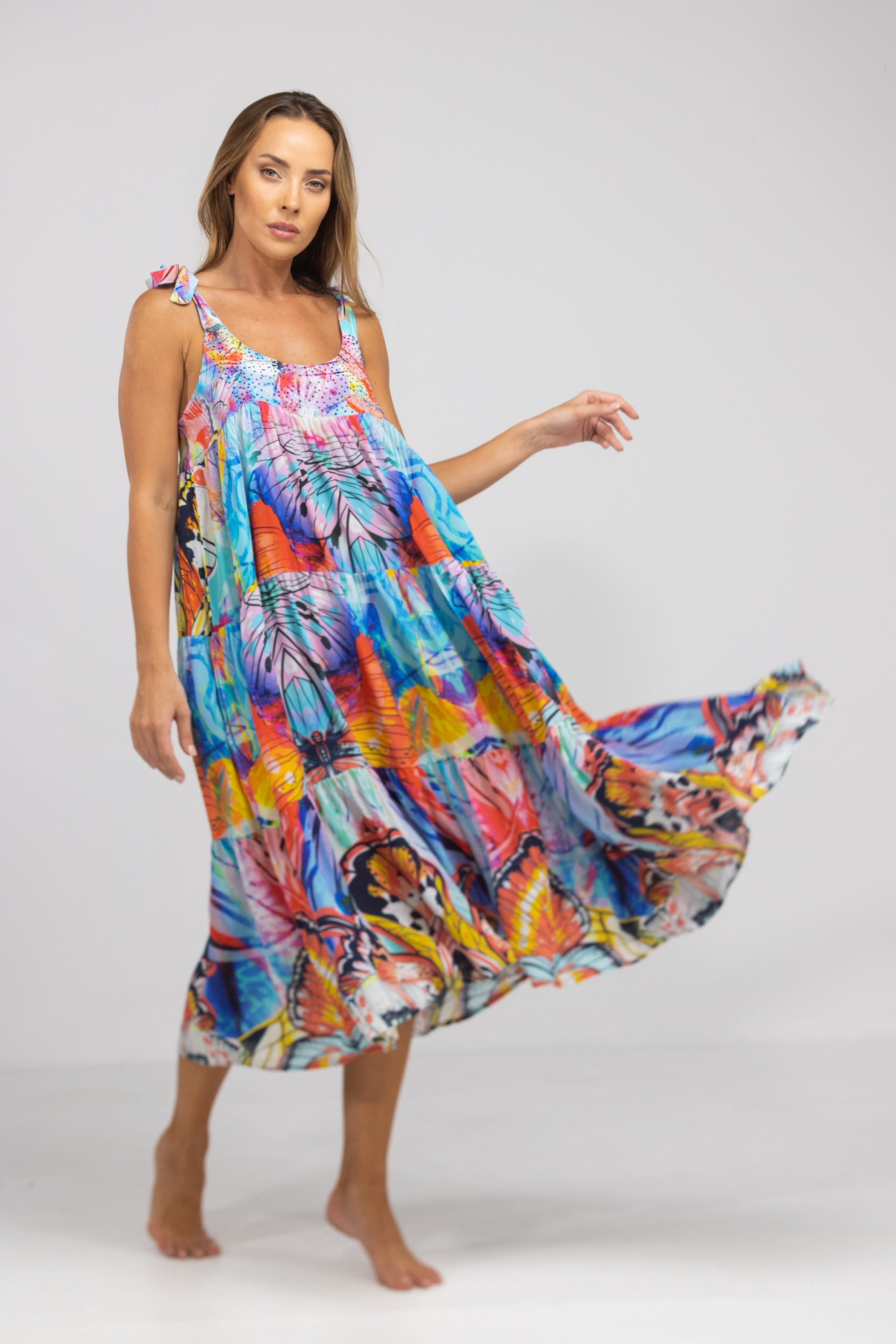CANBERRA - TIE KNOT SHOULDER MAXI DRESS
