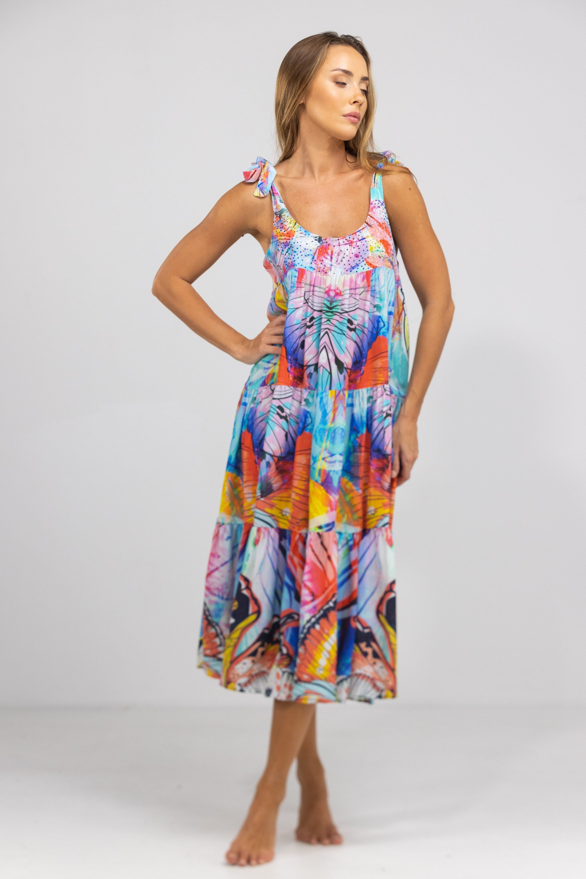 CANBERRA - TIE KNOT SHOULDER MAXI DRESS