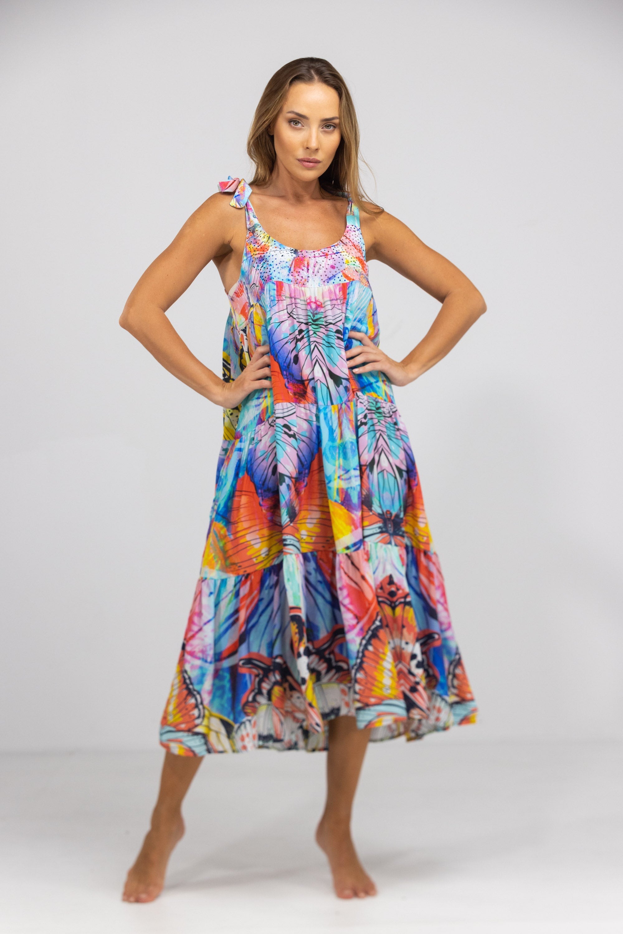 CANBERRA - TIE KNOT SHOULDER MAXI DRESS