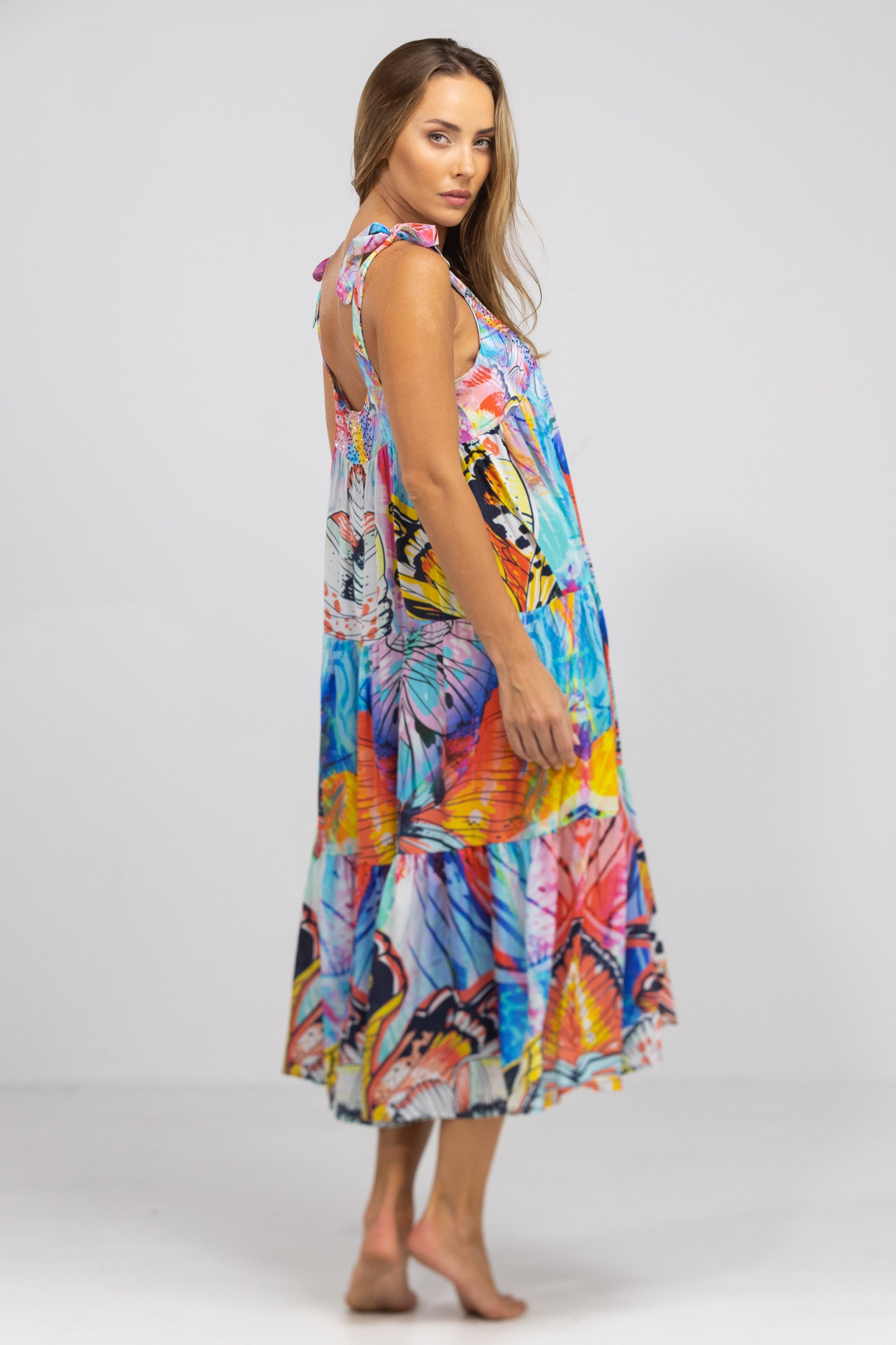 CANBERRA - TIE KNOT SHOULDER MAXI DRESS