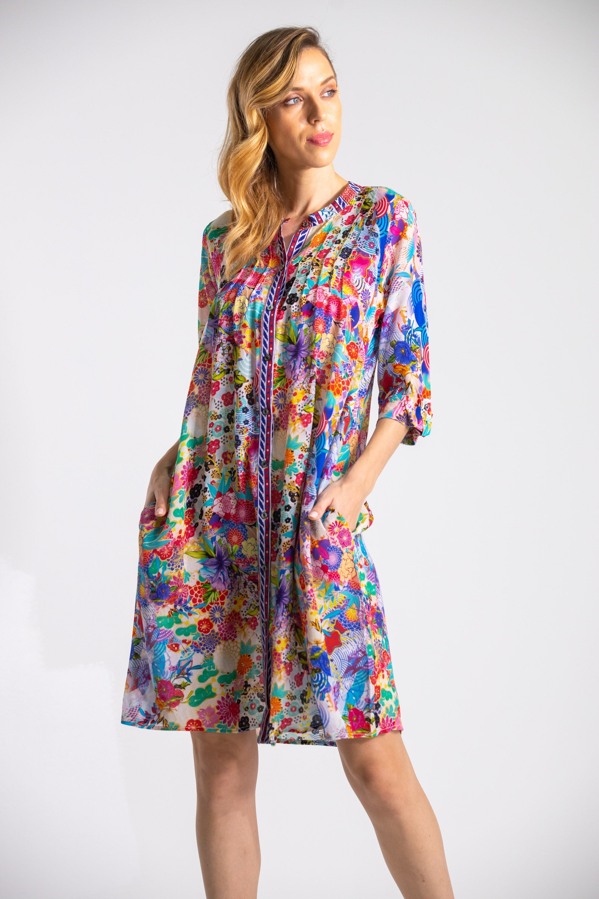 BOBOLI GARDENIA - PINTUCKS DRESS