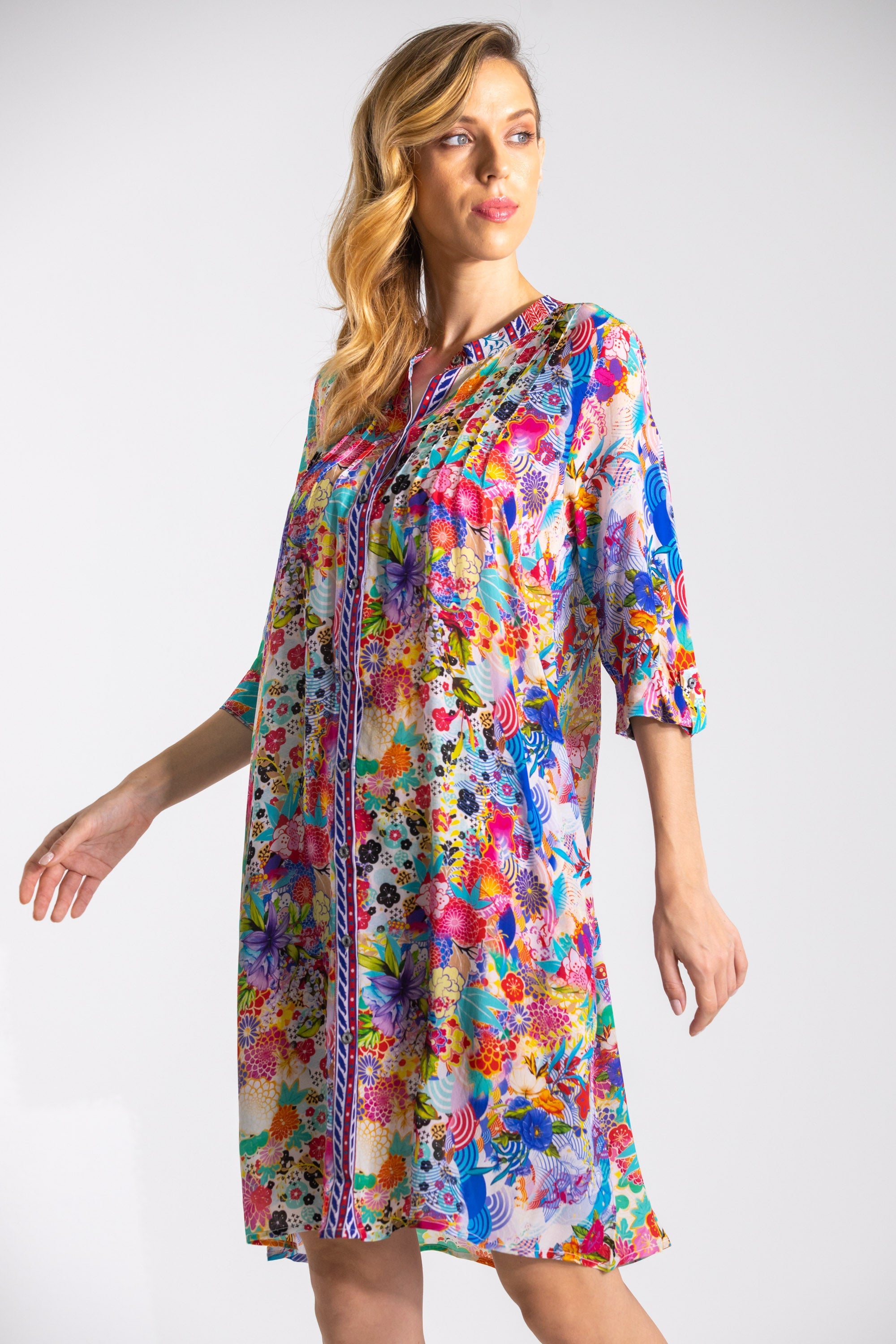 BOBOLI GARDENIA - PINTUCKS DRESS