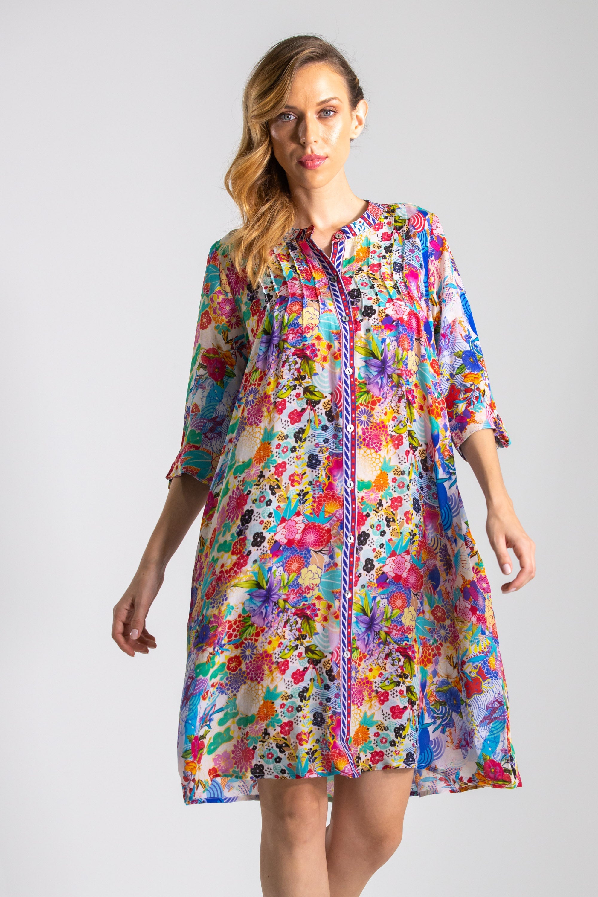 BOBOLI GARDENIA - PINTUCKS DRESS