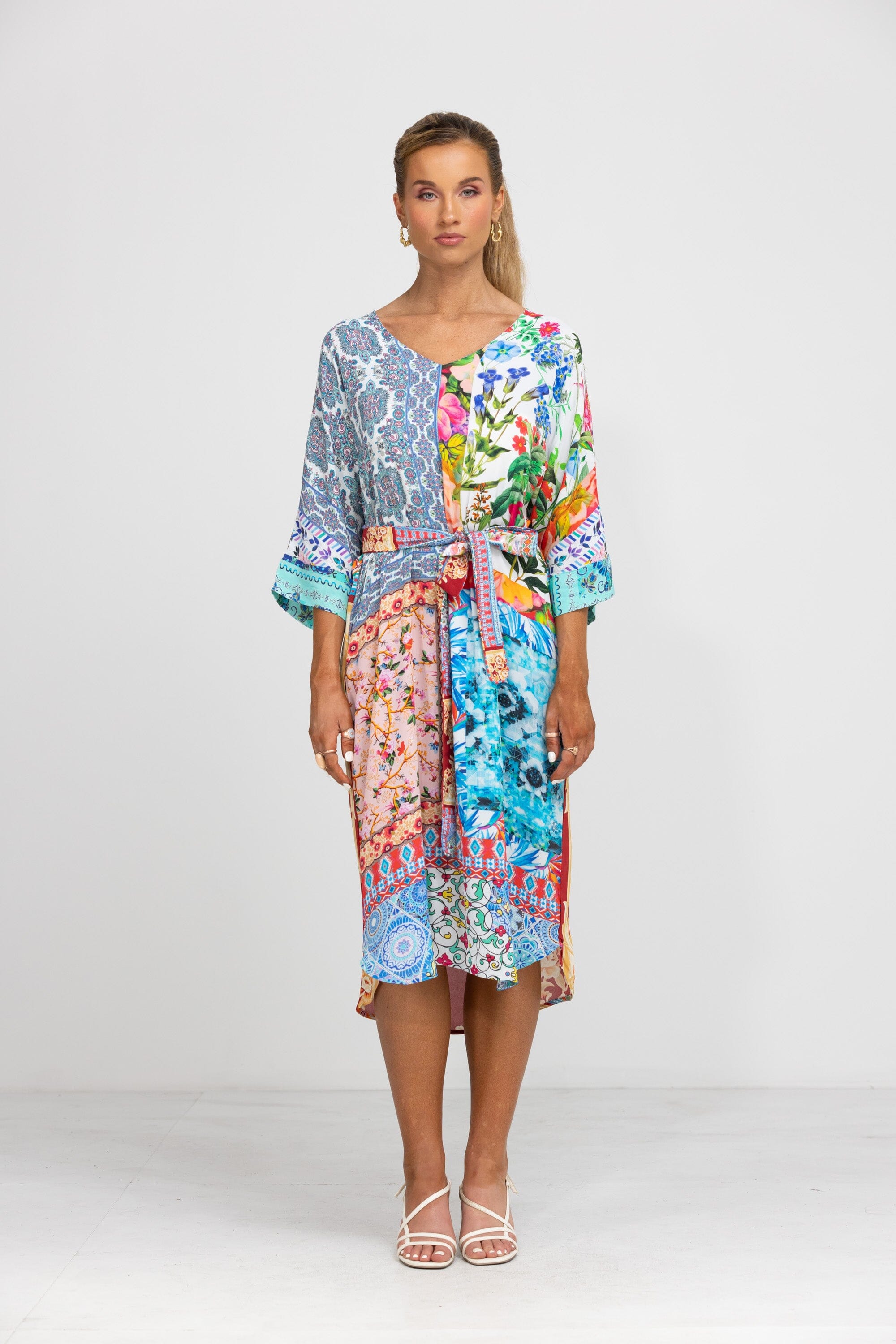 DAMASCUS - MIDI DRESS WITH SHORT SLEEVE - TheSwankStore