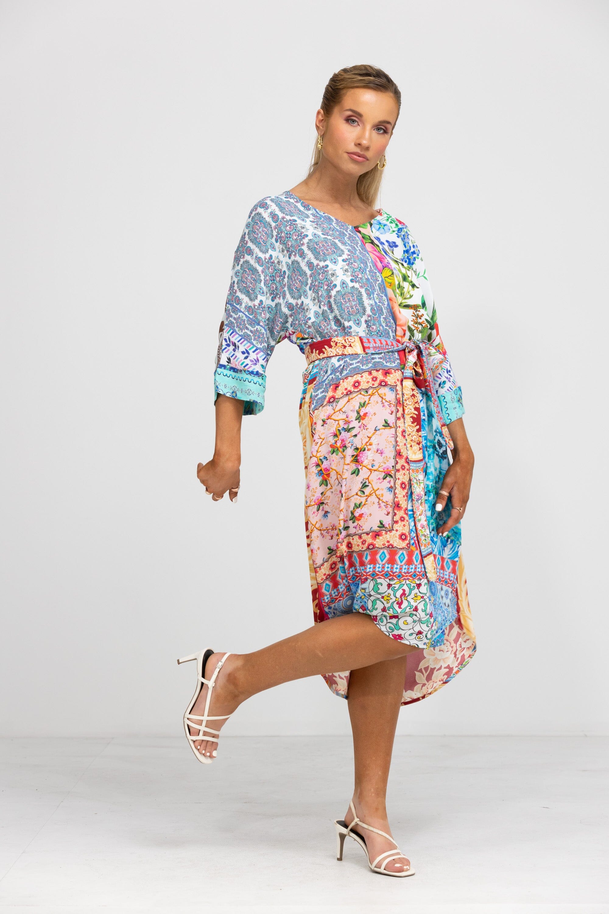 DAMASCUS - MIDI DRESS WITH SHORT SLEEVE - TheSwankStore
