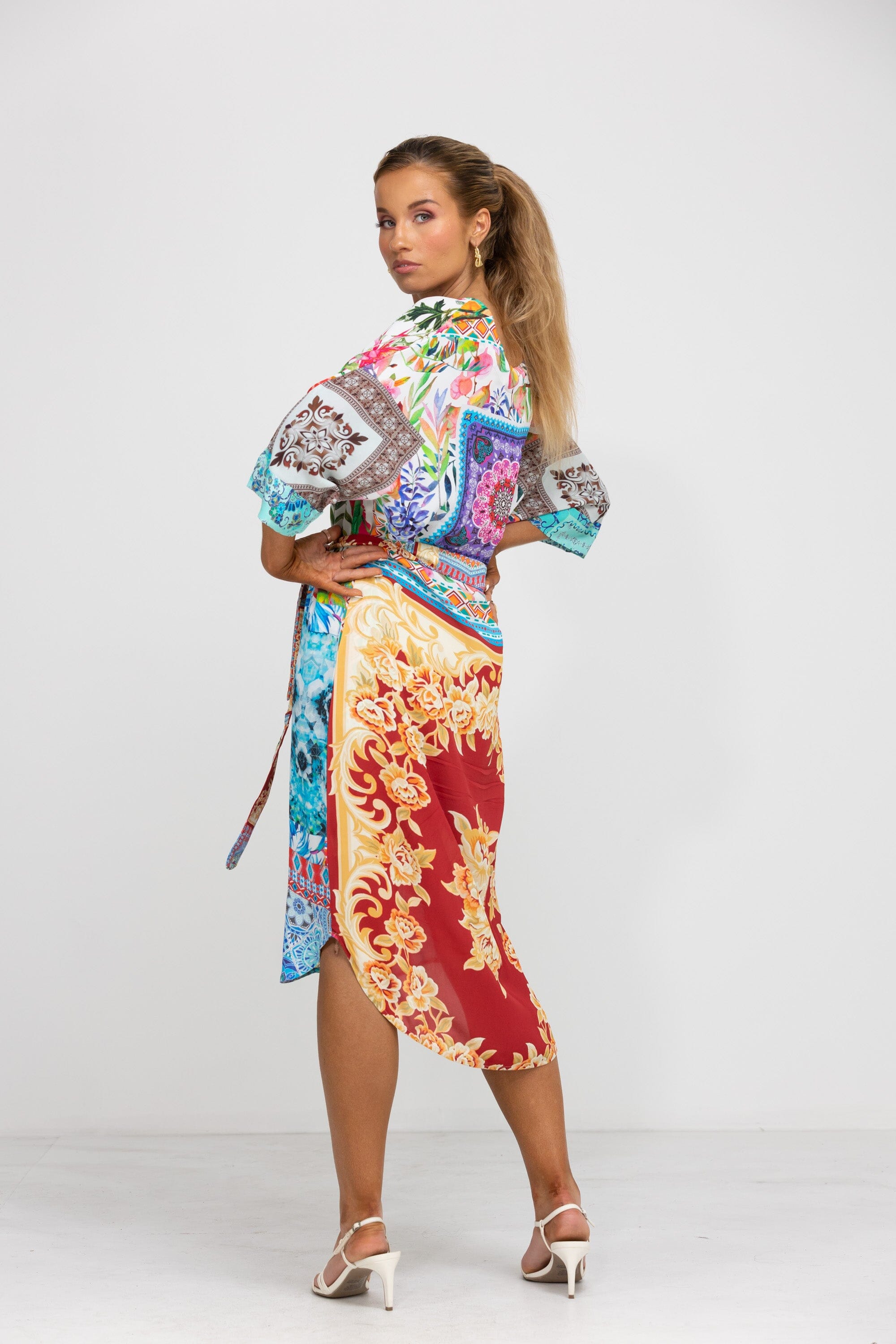 DAMASCUS - MIDI DRESS WITH SHORT SLEEVE - TheSwankStore
