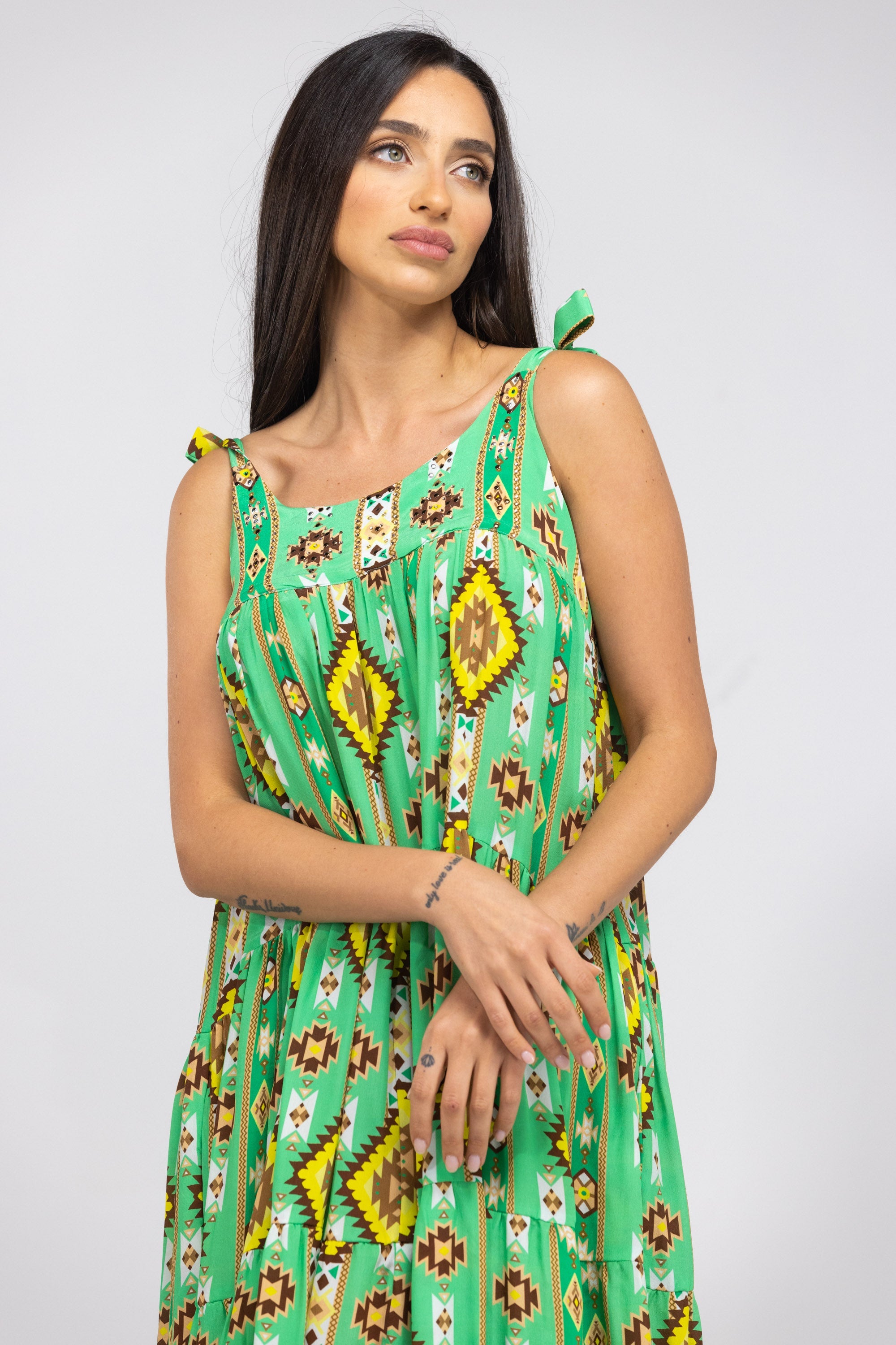 MELBOURNE - TIE KNOT SHOULDER MAXI DRESS