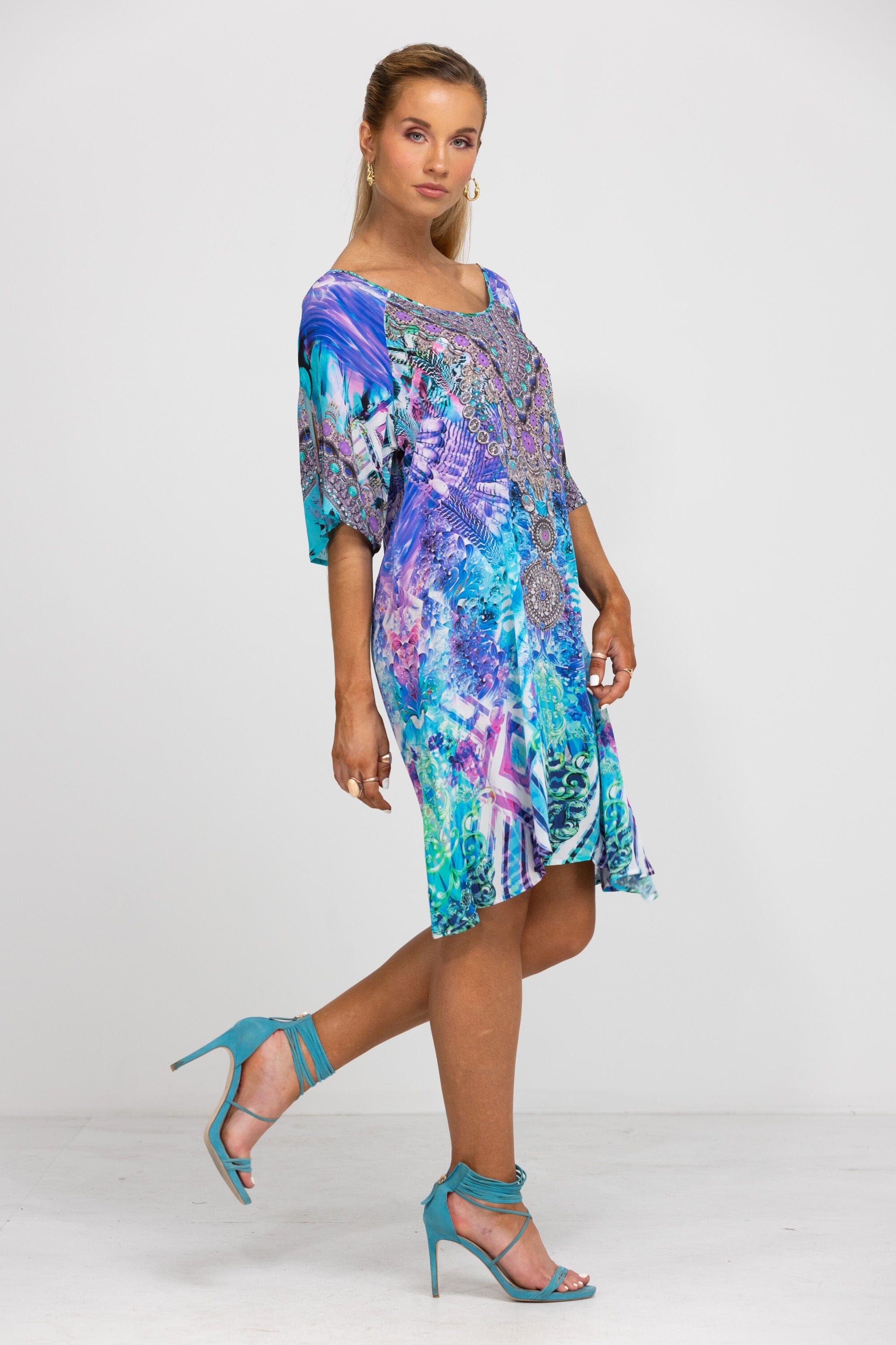 INDIGO SUMMER - SLIT SLEEVE DRESS - TheSwankStore