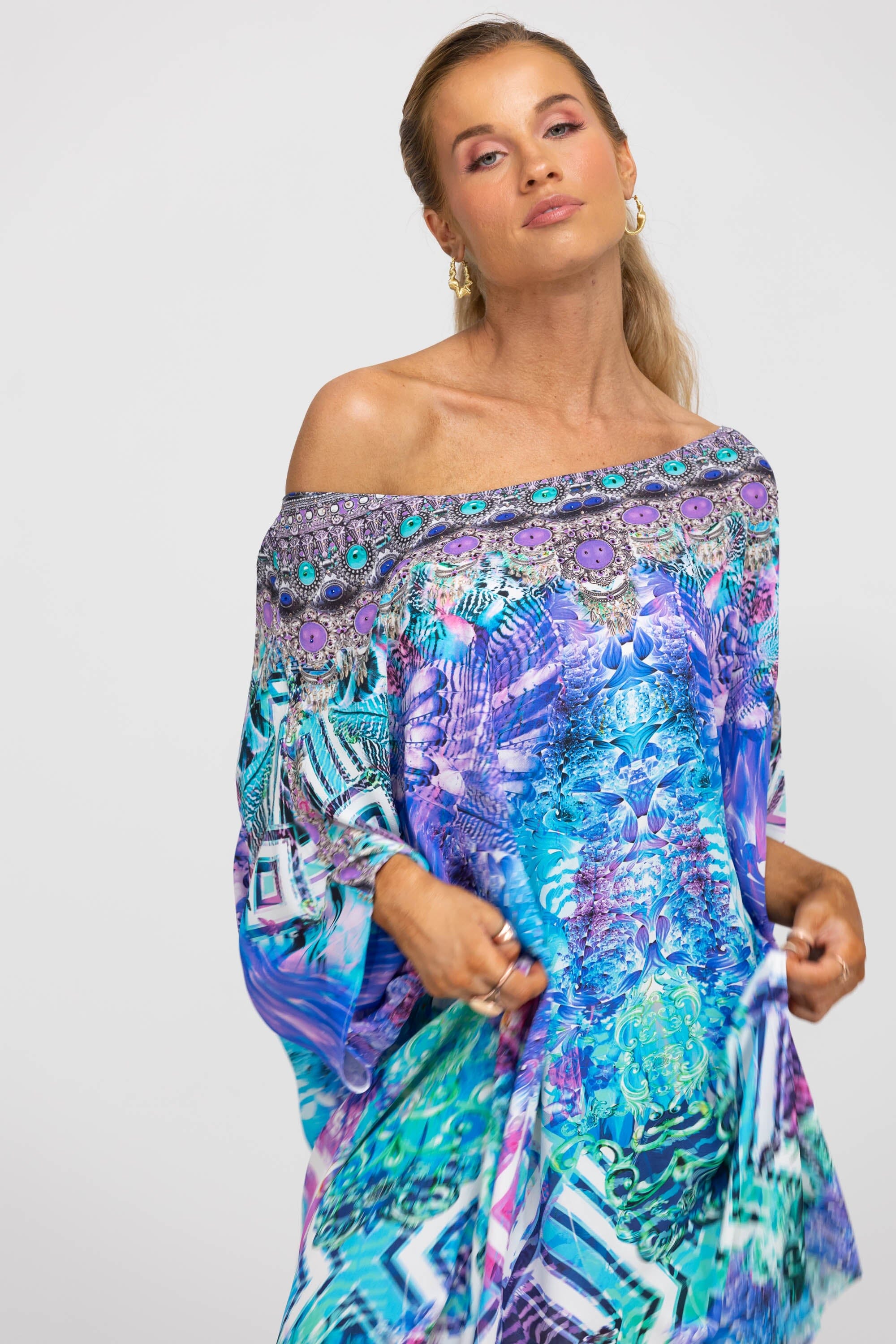 INDIGO SUMMER - SHORT BOX KAFTAN - TheSwankStore