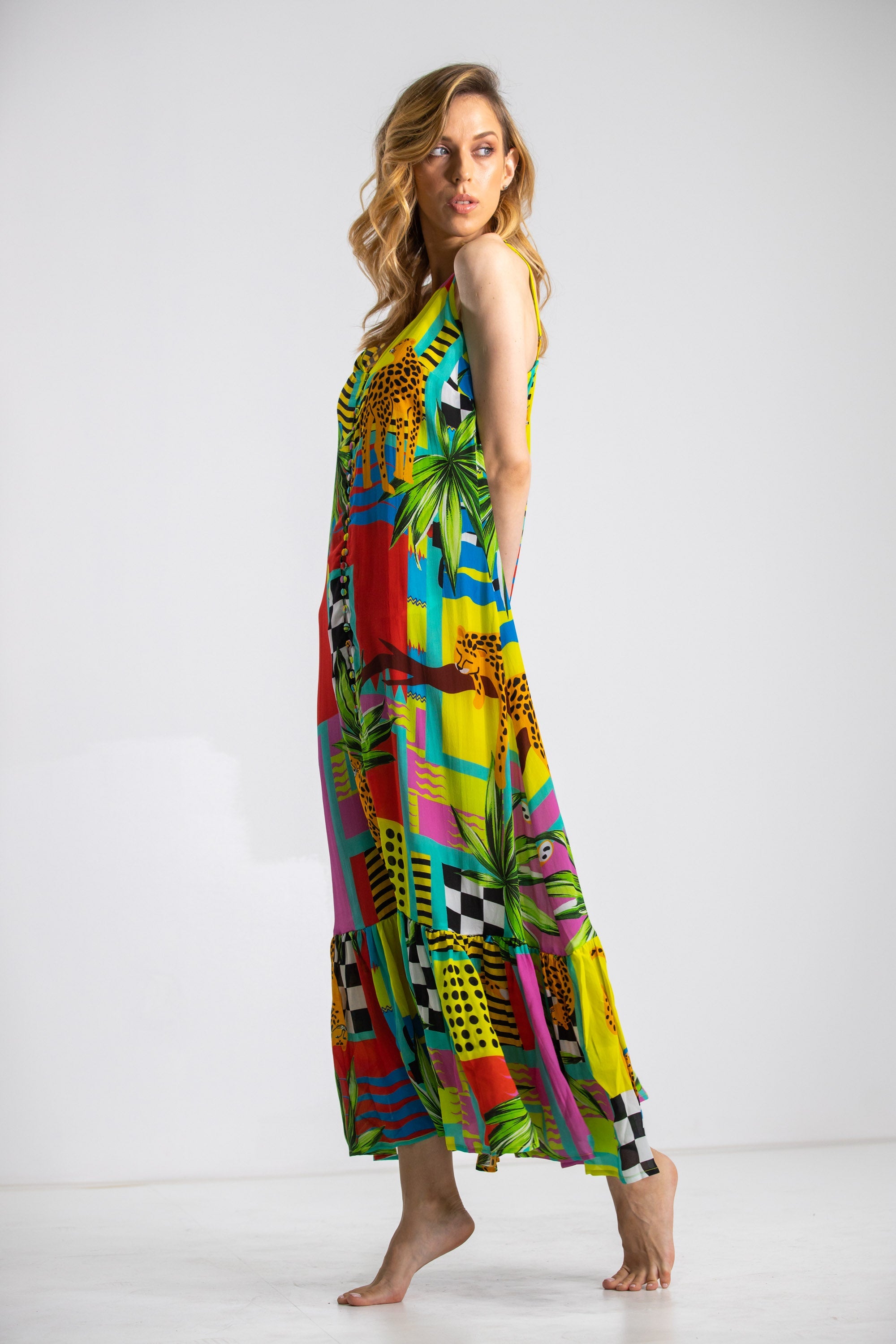 PANTHERA - FRILL STRAP MAXI DRESS