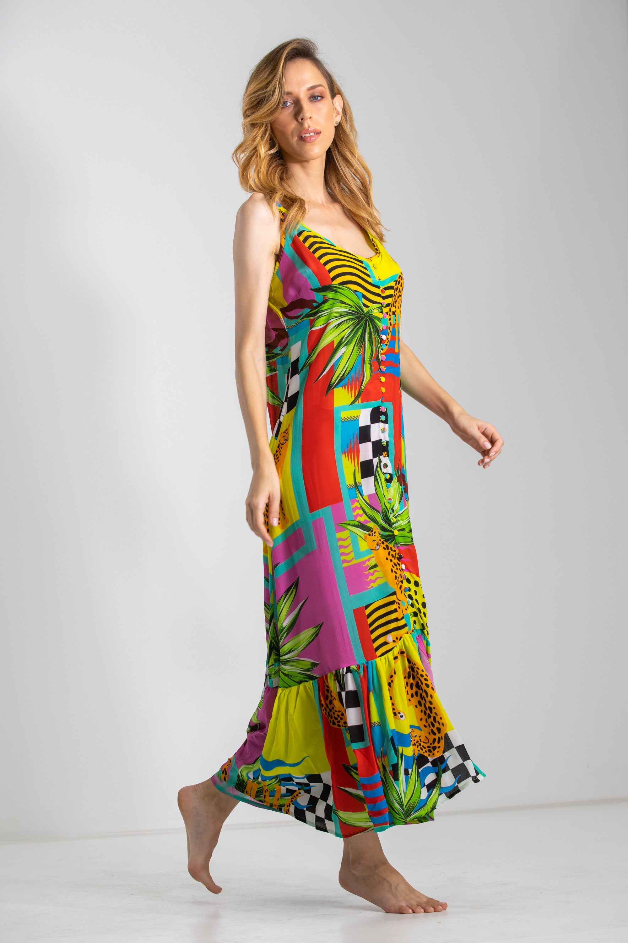 PANTHERA - FRILL STRAP MAXI DRESS