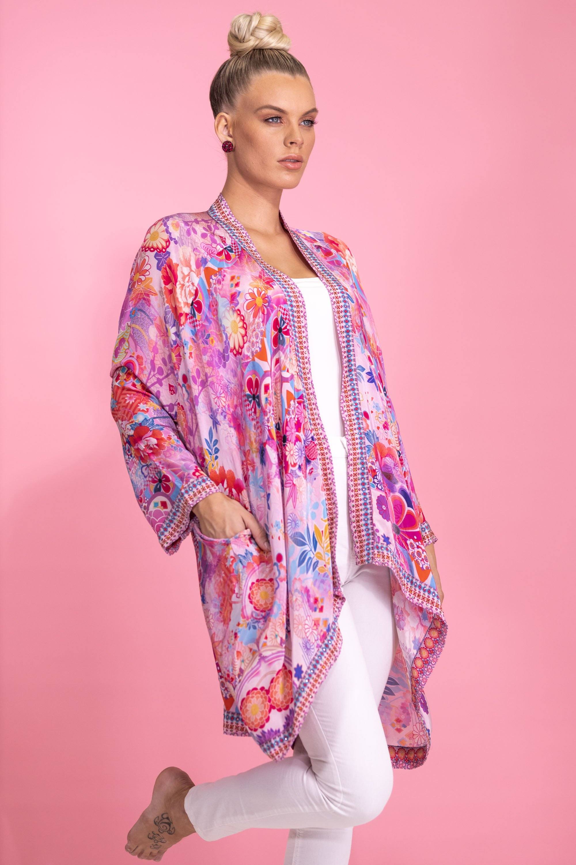 CHERRY BLOSSOM - KIMONO SHRUG, SHORT - TheSwankStore