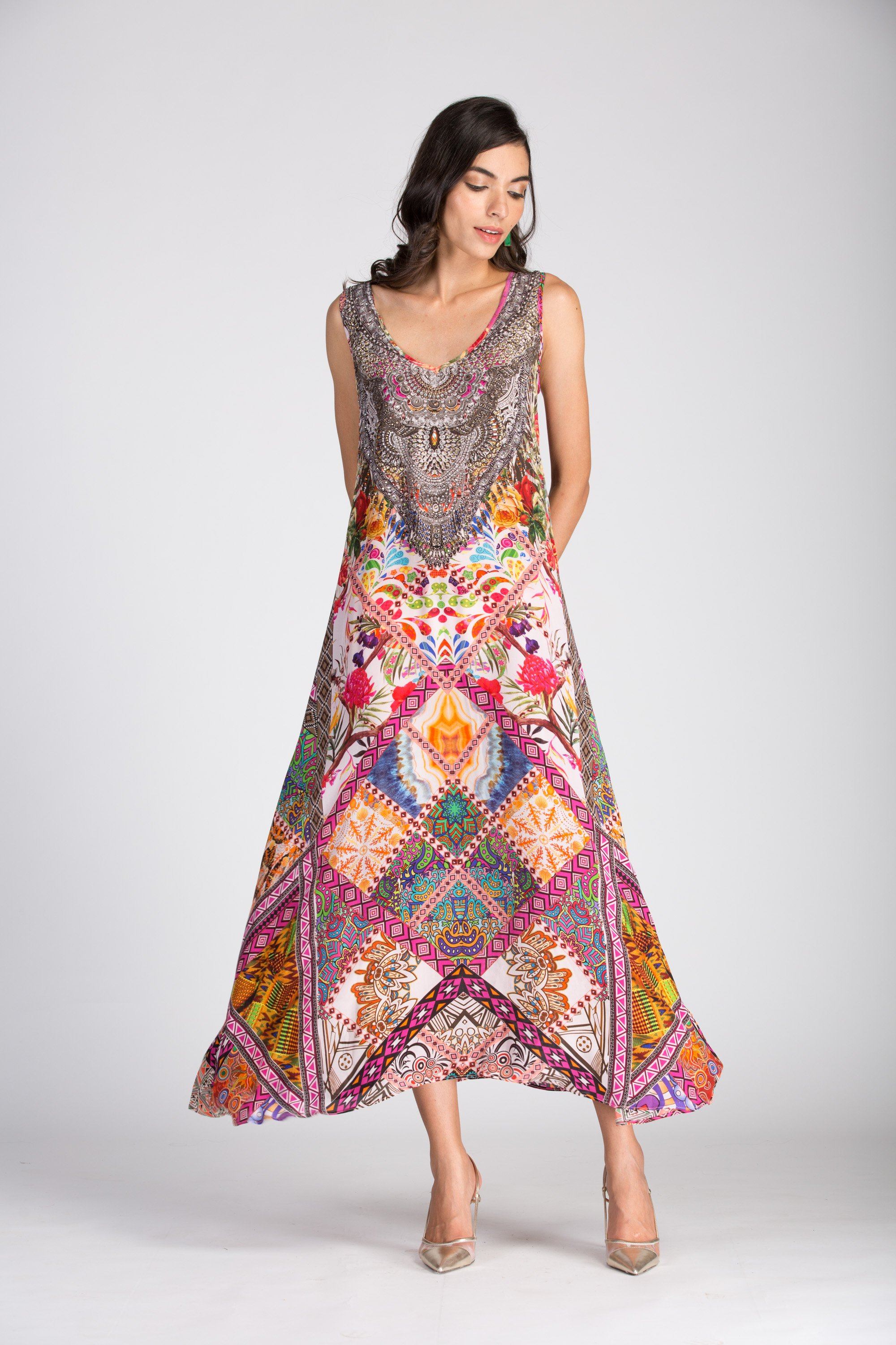 TUNISIA - SLEEVELESS MAXI DRESS - TheSwankStore