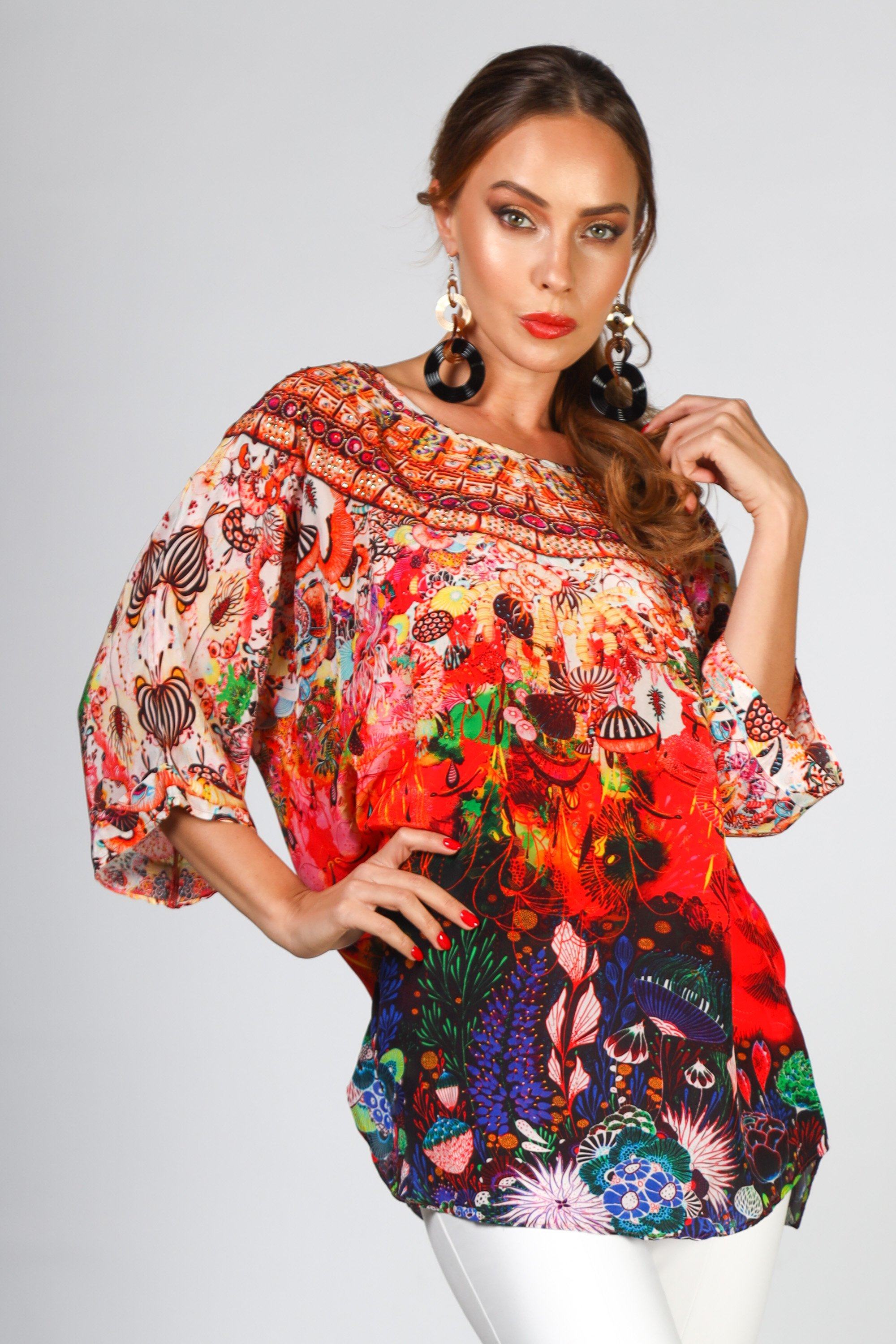 CORRALLE - KAFTAN TOP (Shorter Style) - TheSwankStore