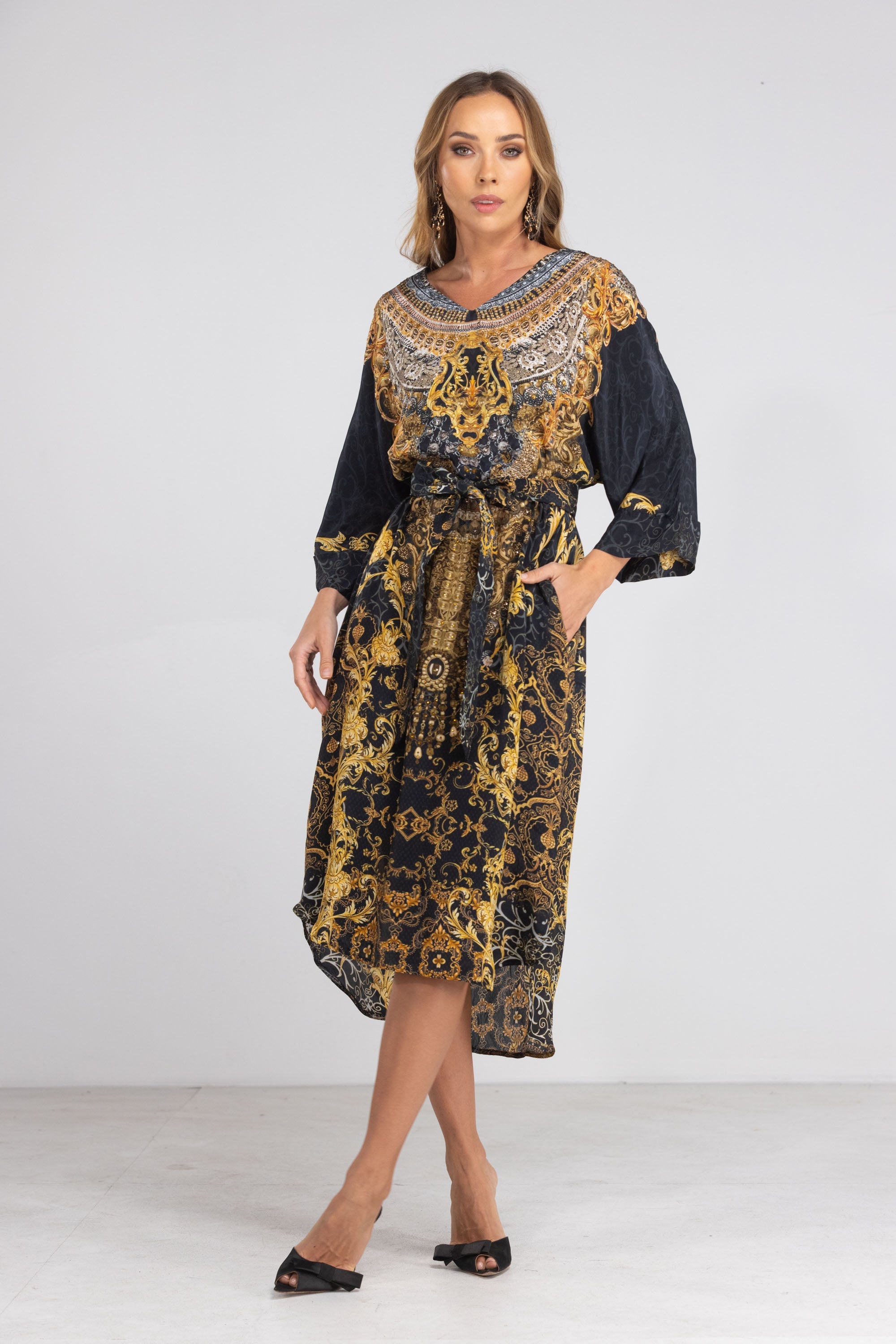 VALLETTA - MIDI DRESS WITH SHORT SLEEVES - TheSwankStore