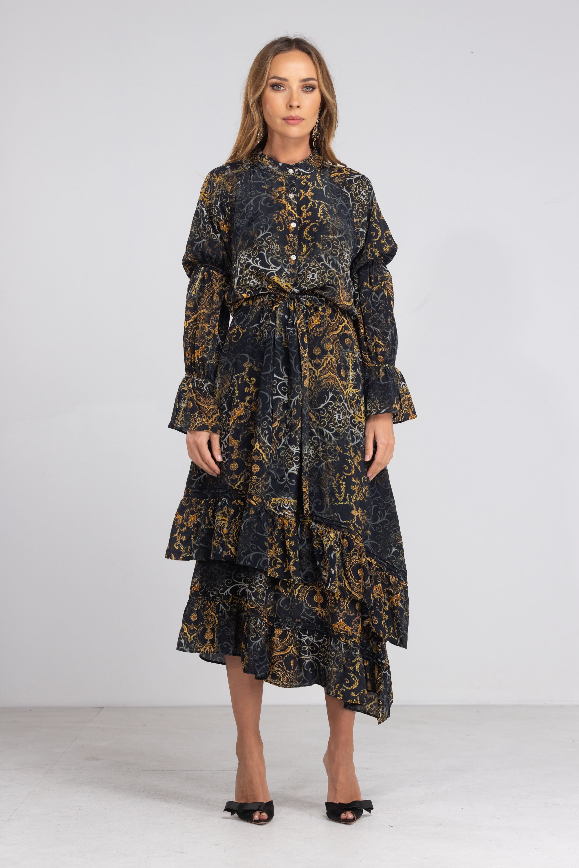 VALLETTA - BIAS CUT FRILL DRESS - TheSwankStore