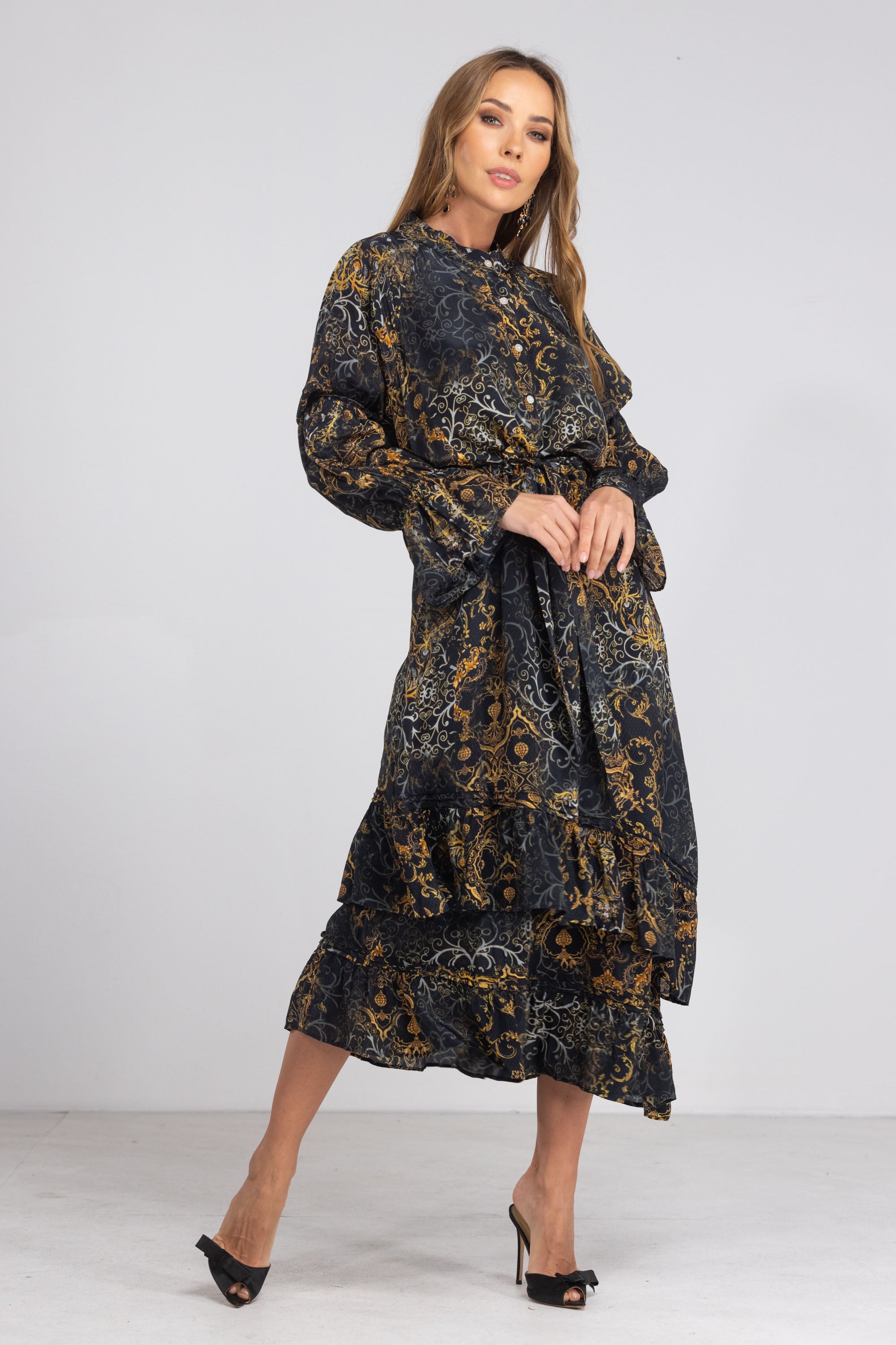 VALLETTA - BIAS CUT FRILL DRESS - TheSwankStore