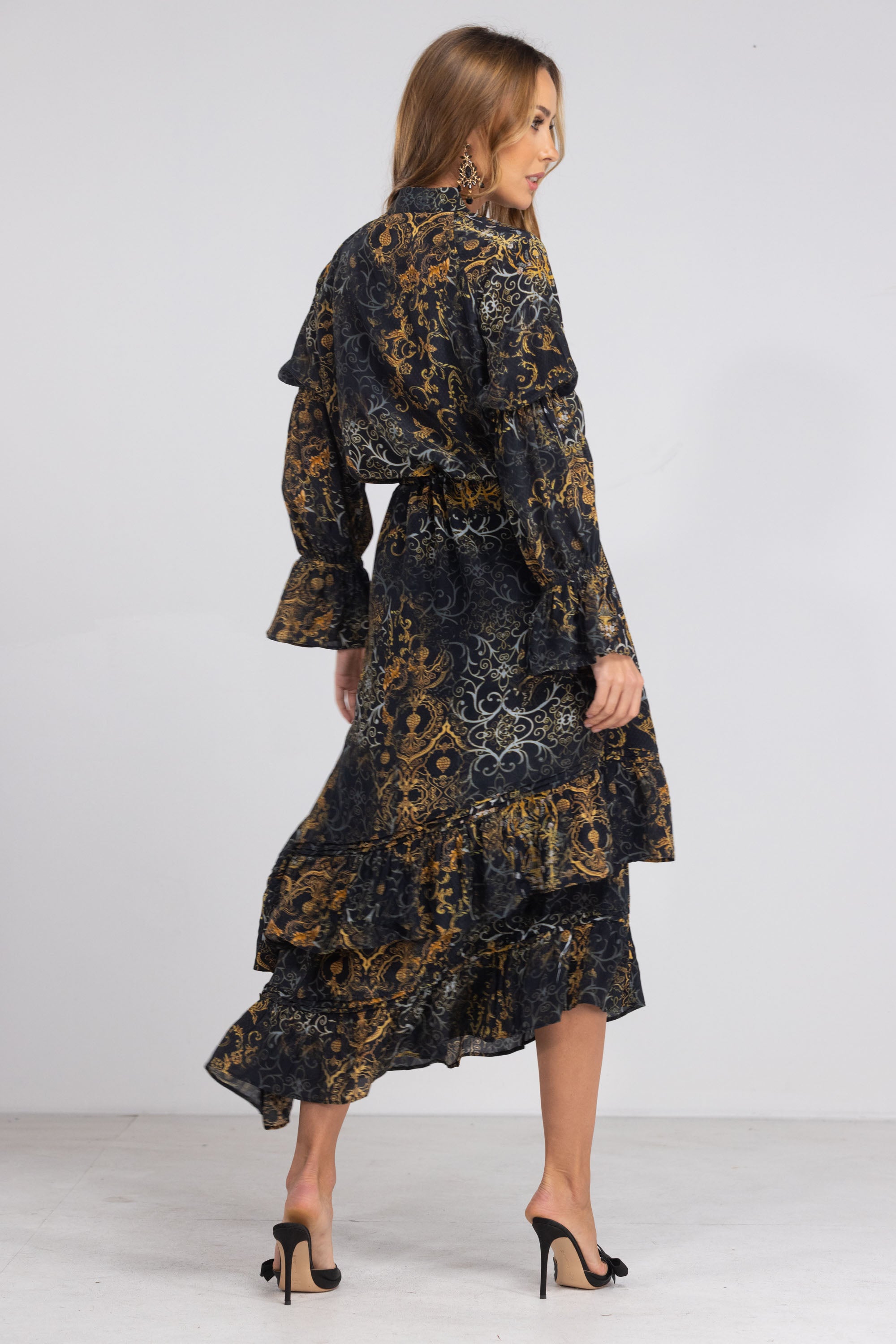VALLETTA - BIAS CUT FRILL DRESS - TheSwankStore