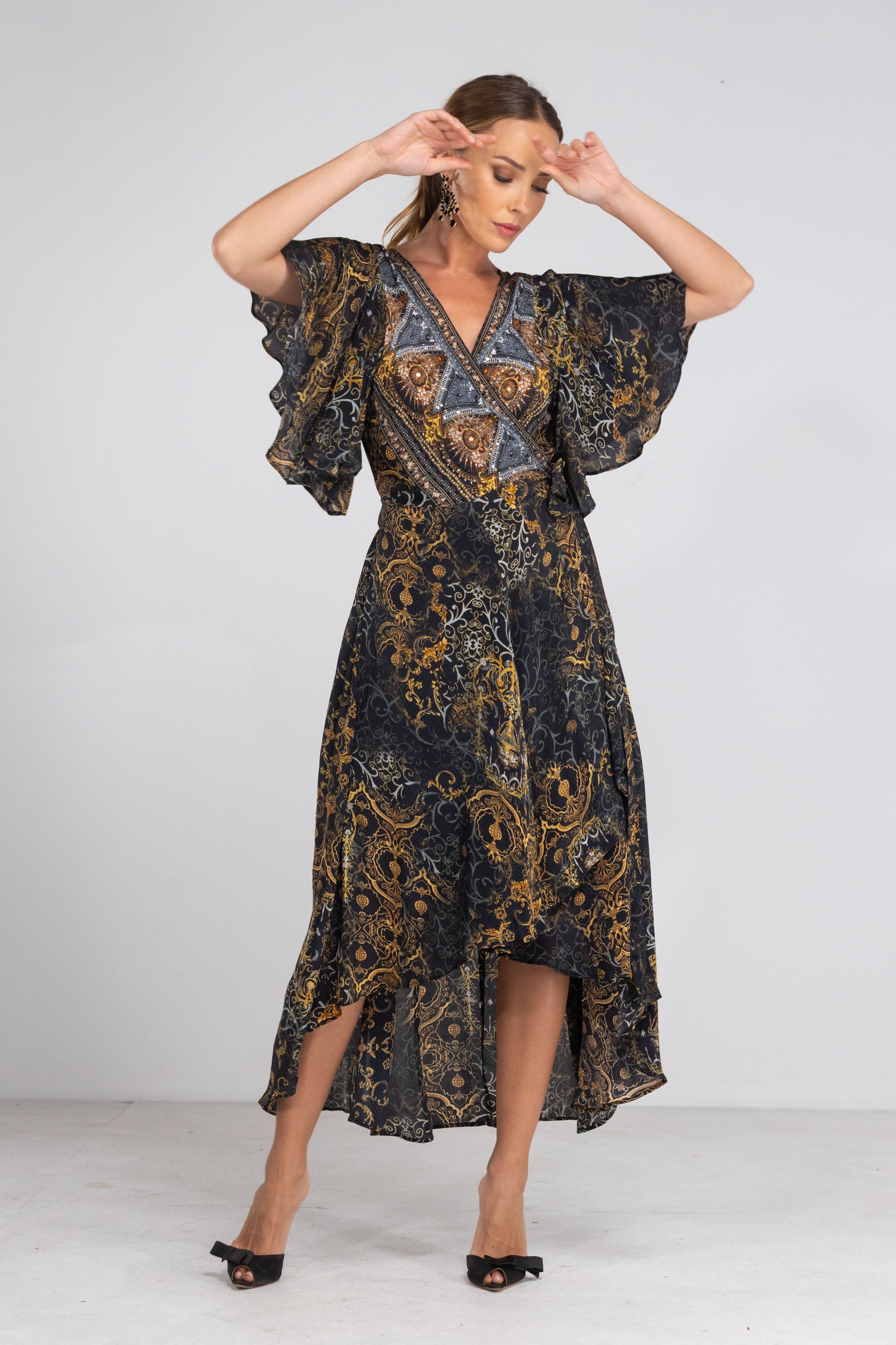 VALLETTA - WRAP DRESS WITH SHORT SLEEVE - TheSwankStore