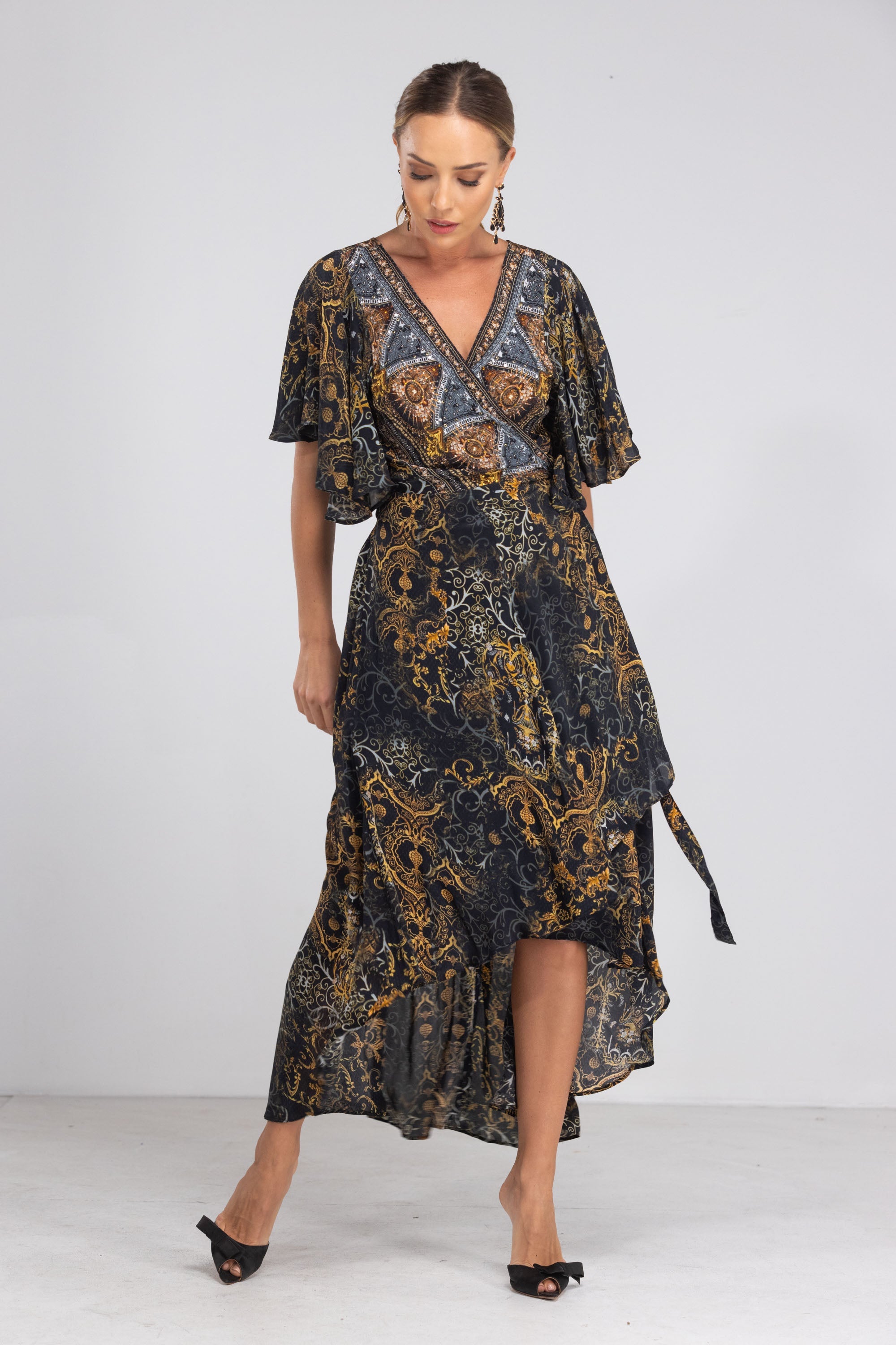 VALLETTA - WRAP DRESS WITH SHORT SLEEVE - TheSwankStore